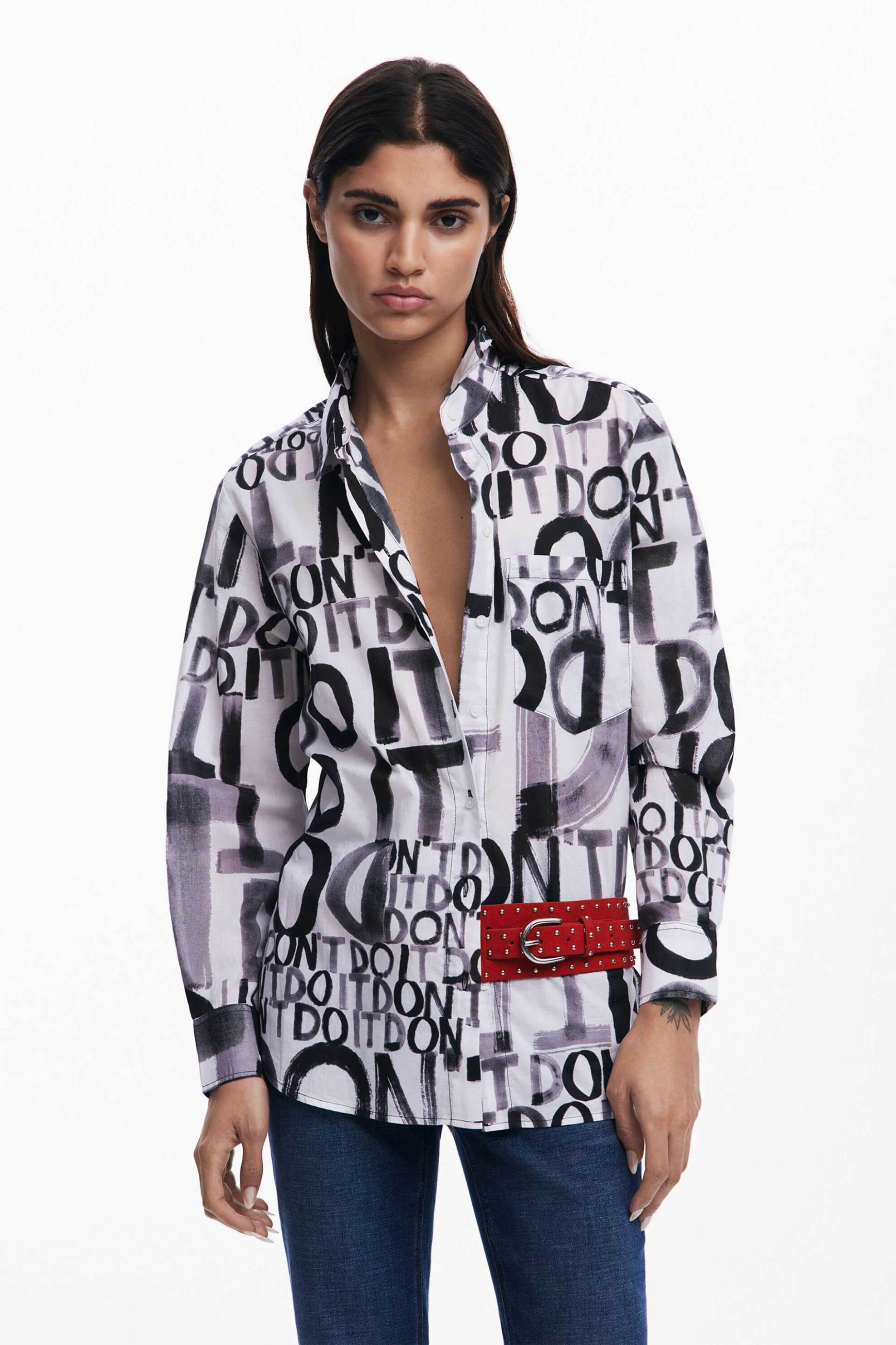 DESIGUAL Desigual γυναικείo πουκάμισο με letter print 