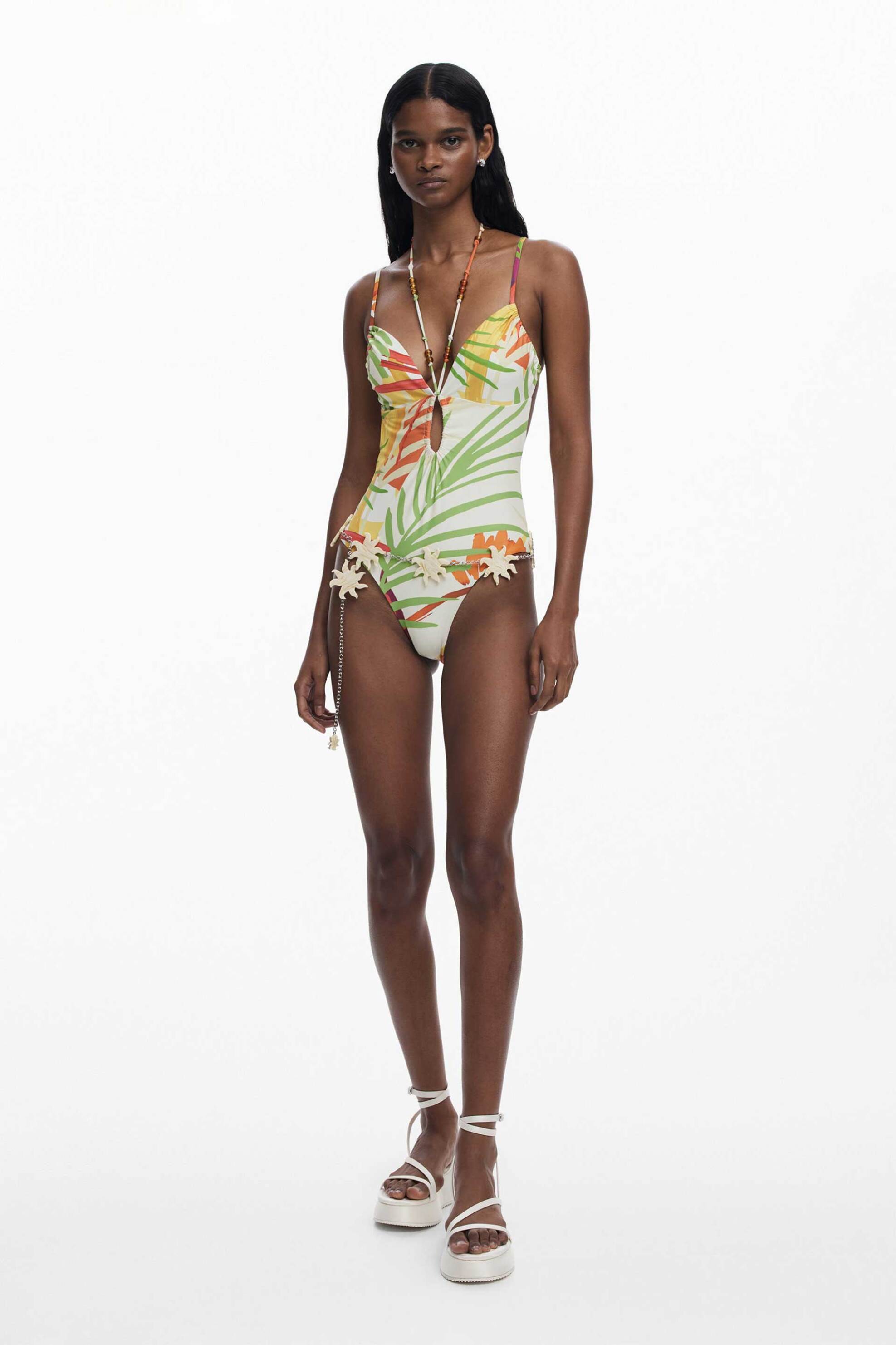 DESIGUAL Desigual γυναικείο μαγιό ολόσωμο με tropical print "Belice" - 25SWMK07 Πολύχρωμο