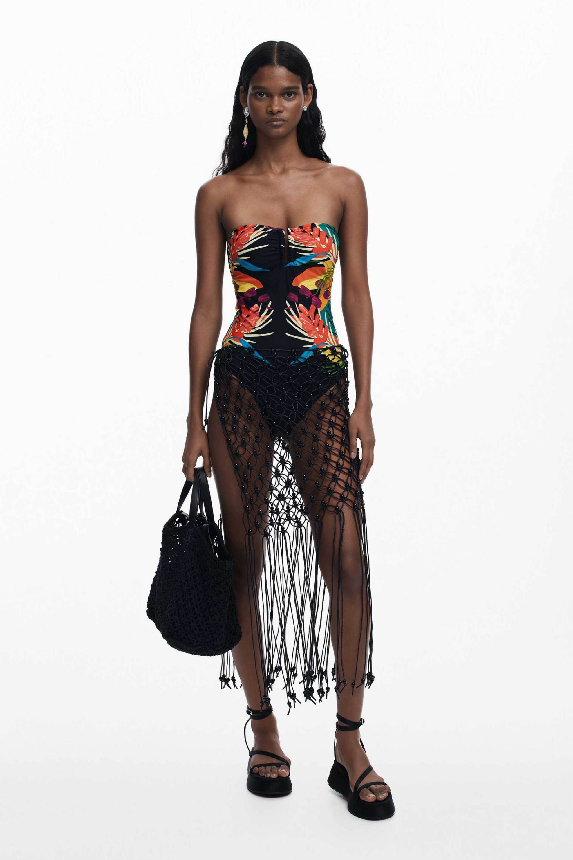 Desigual γυναικείο μαγιό ολόσωμο με tropical print "Bahamas II" - 25SWMK09 Μαύρο φωτογραφία