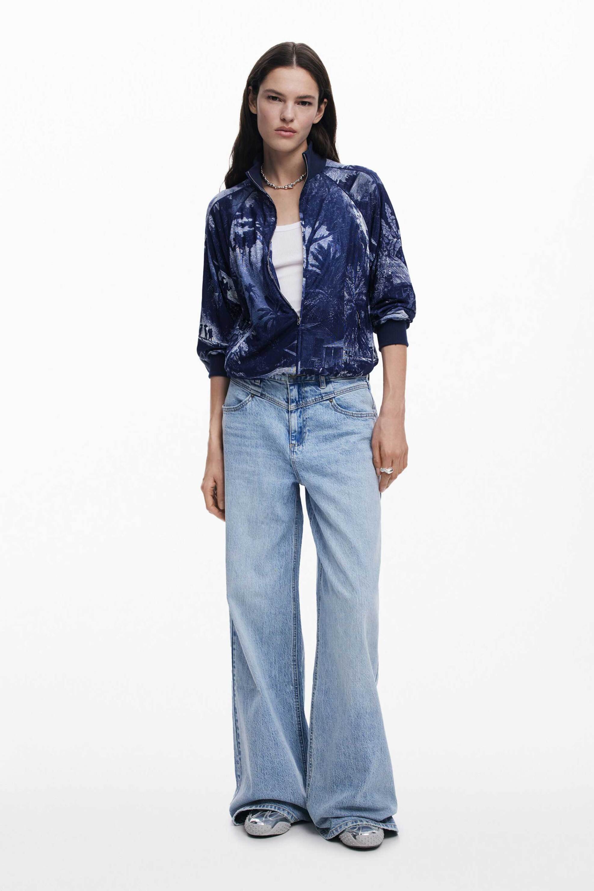 DESIGUAL Desigual γυναικείο φούτερ ζακέτα "Litography Lacroix" - 25SWSK42 Γαλάζιο