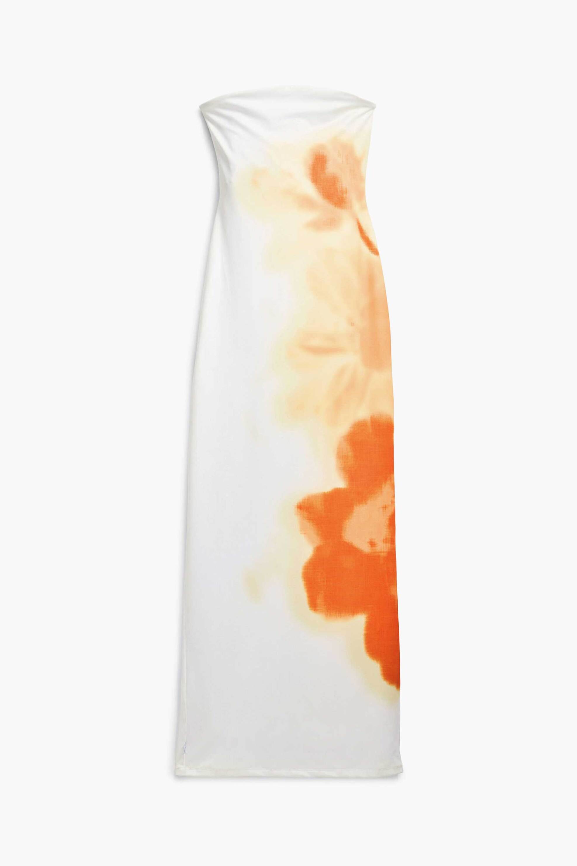 Desigual Γυναικείο Φόρεμα Midi Στραπλές με Print Amberes - 25Swvk49 Λευκό