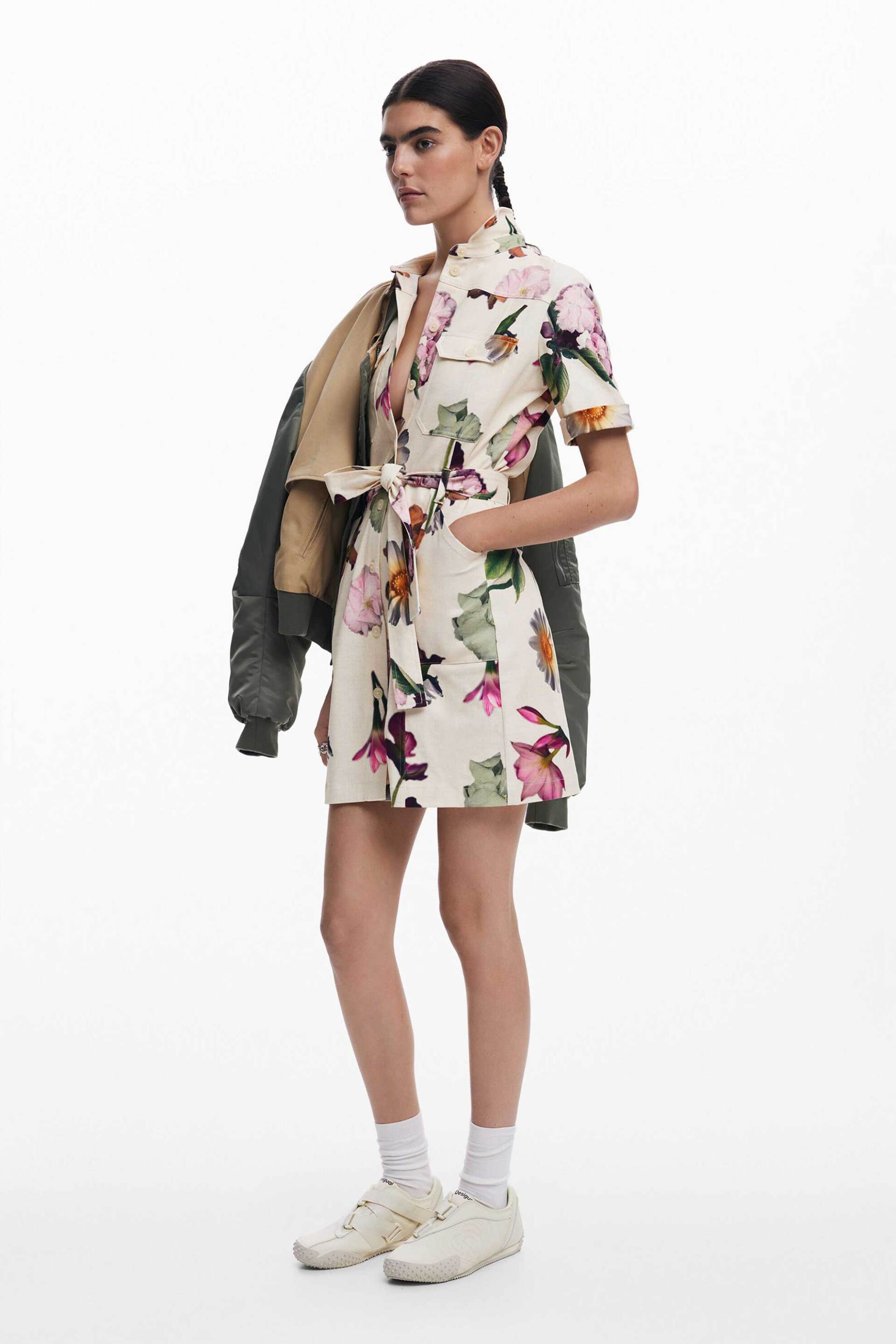Desigual γυναικείο φόρεμα σεμιζιέ mini με print 