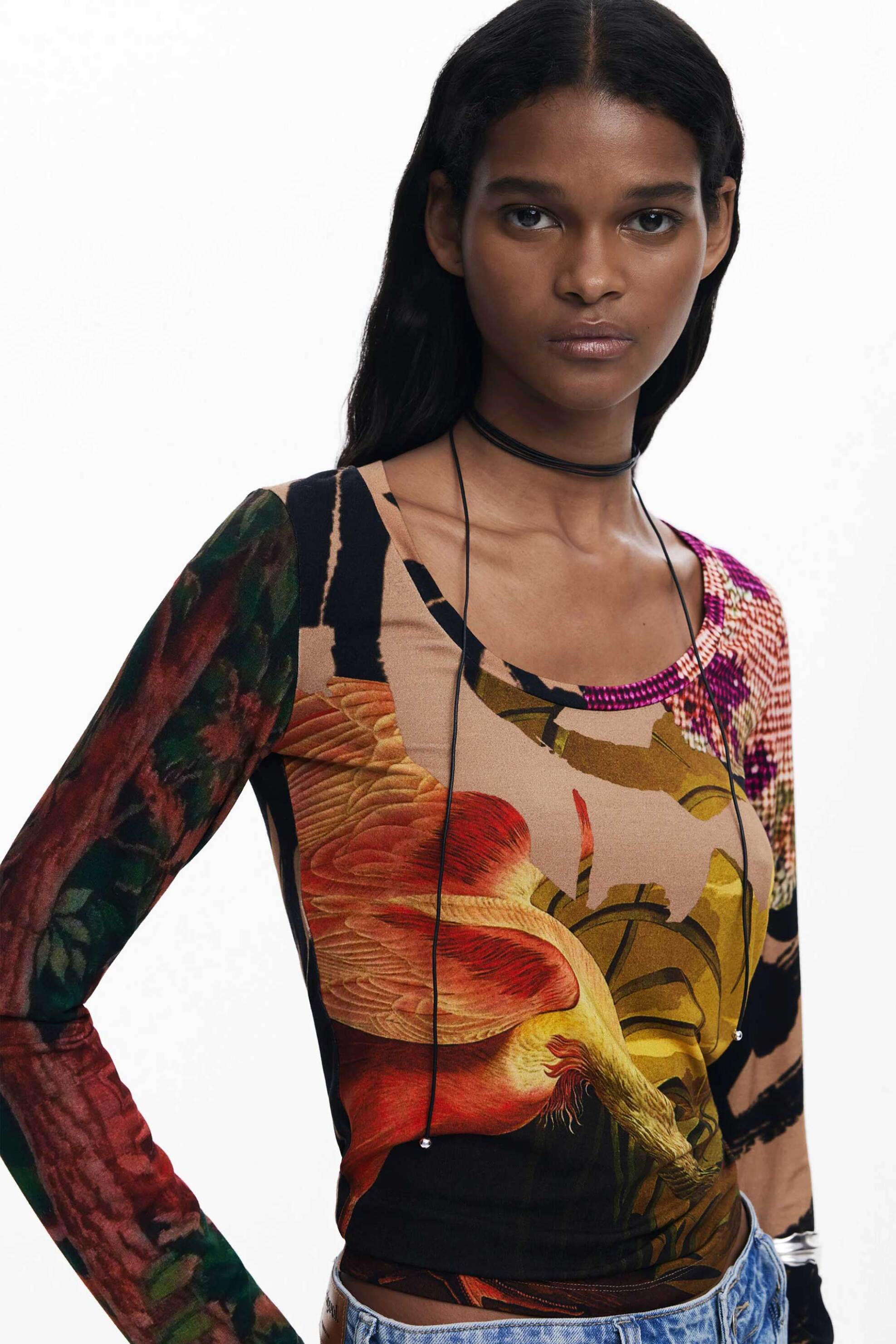 Desigual γυναικεία μπλούζα με oriental print "Japon Lacroix" - 25WWTK38 Πολύχρωμο φωτογραφία