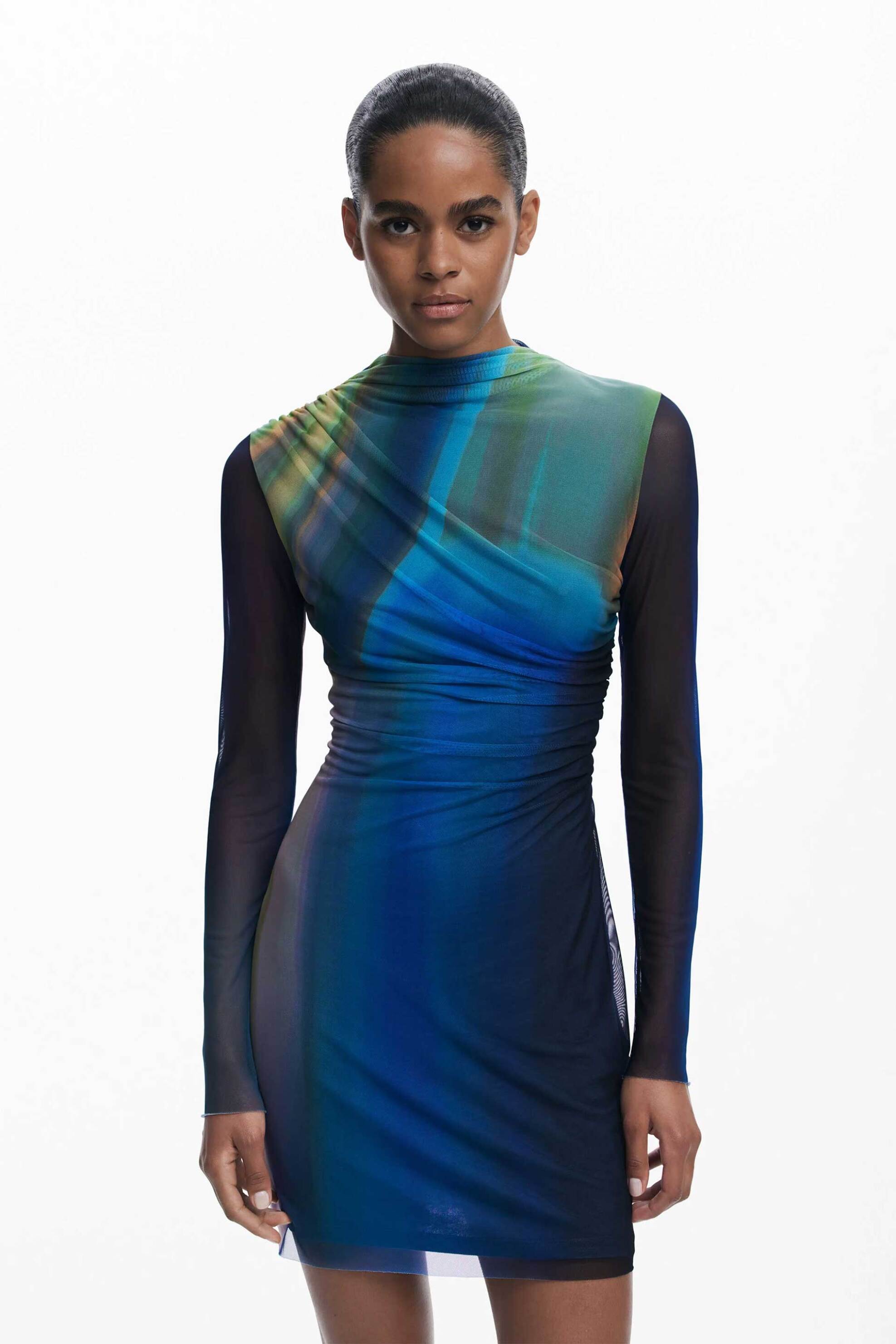 Desigual γυναικείο mini φόρεμα από τούλι "Shira" - 25WWVK43 Μπλε φωτογραφία