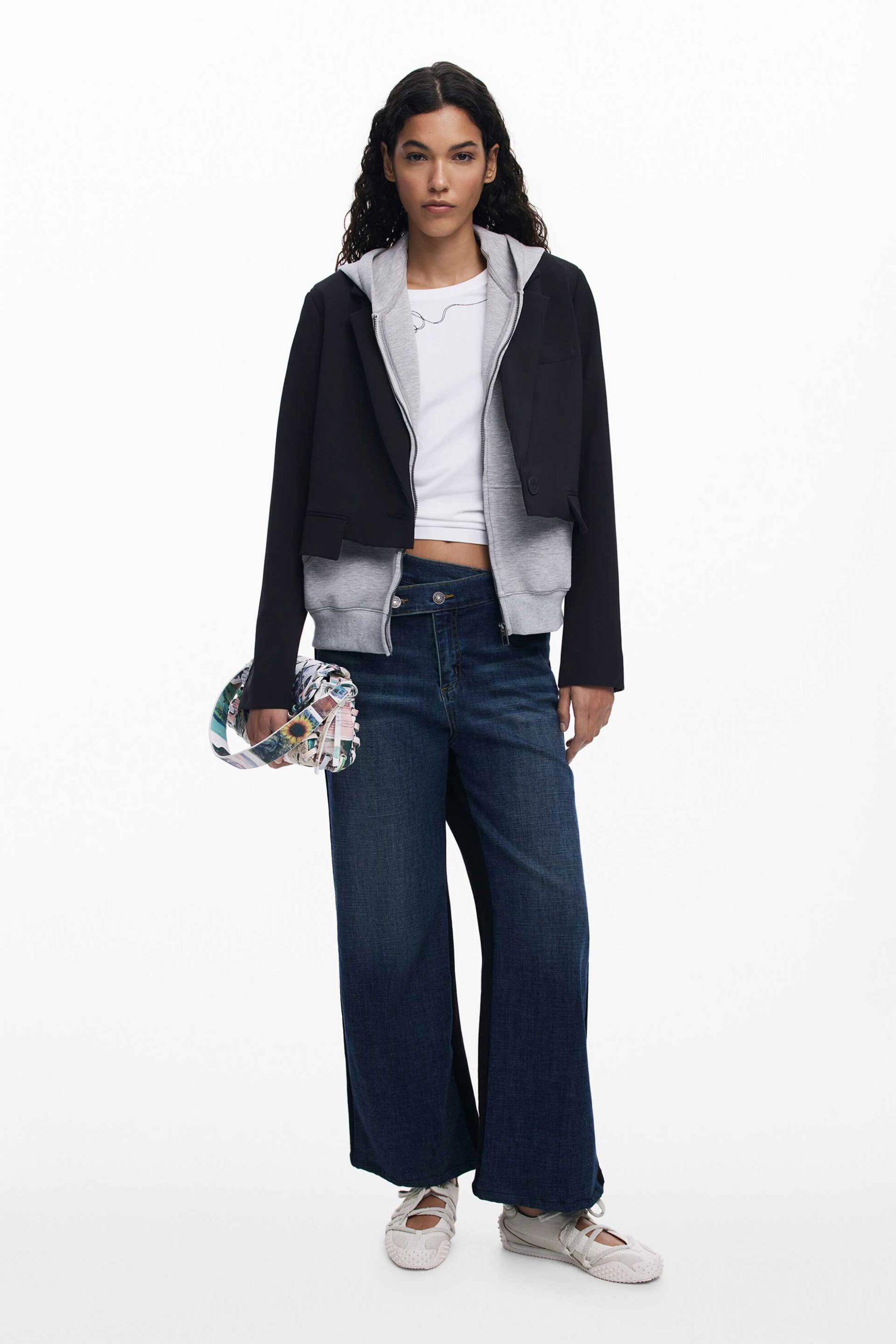 DESIGUAL Desigual γυναικείo τζιν παντελόνι καμπάνα Cropped Flare Fit "Twist" - 25WWDD14 Denim Blue Σκούρο