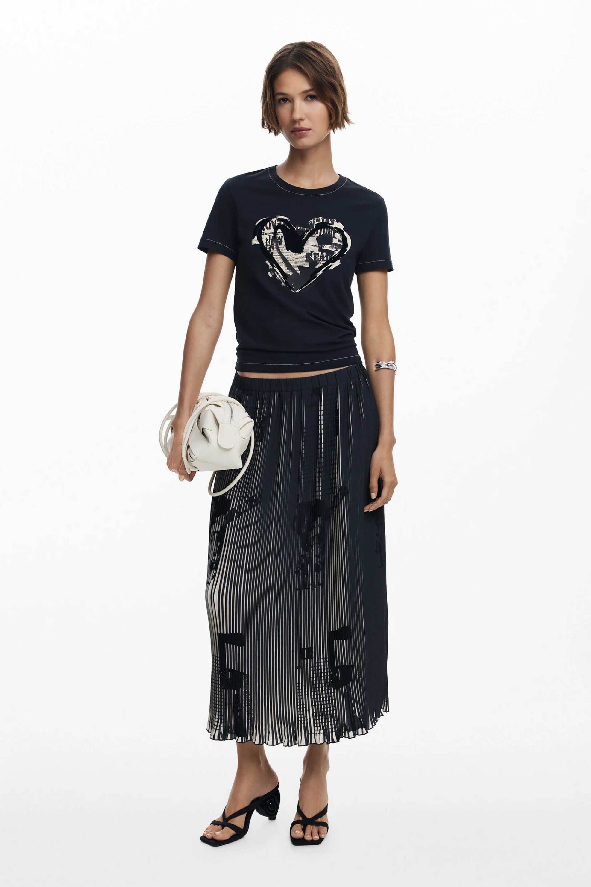 DESIGUAL Desigual γυναικεία midi φούστα πλισέ Regular Fit "Paul" - 25WWFW09 Μαύρο