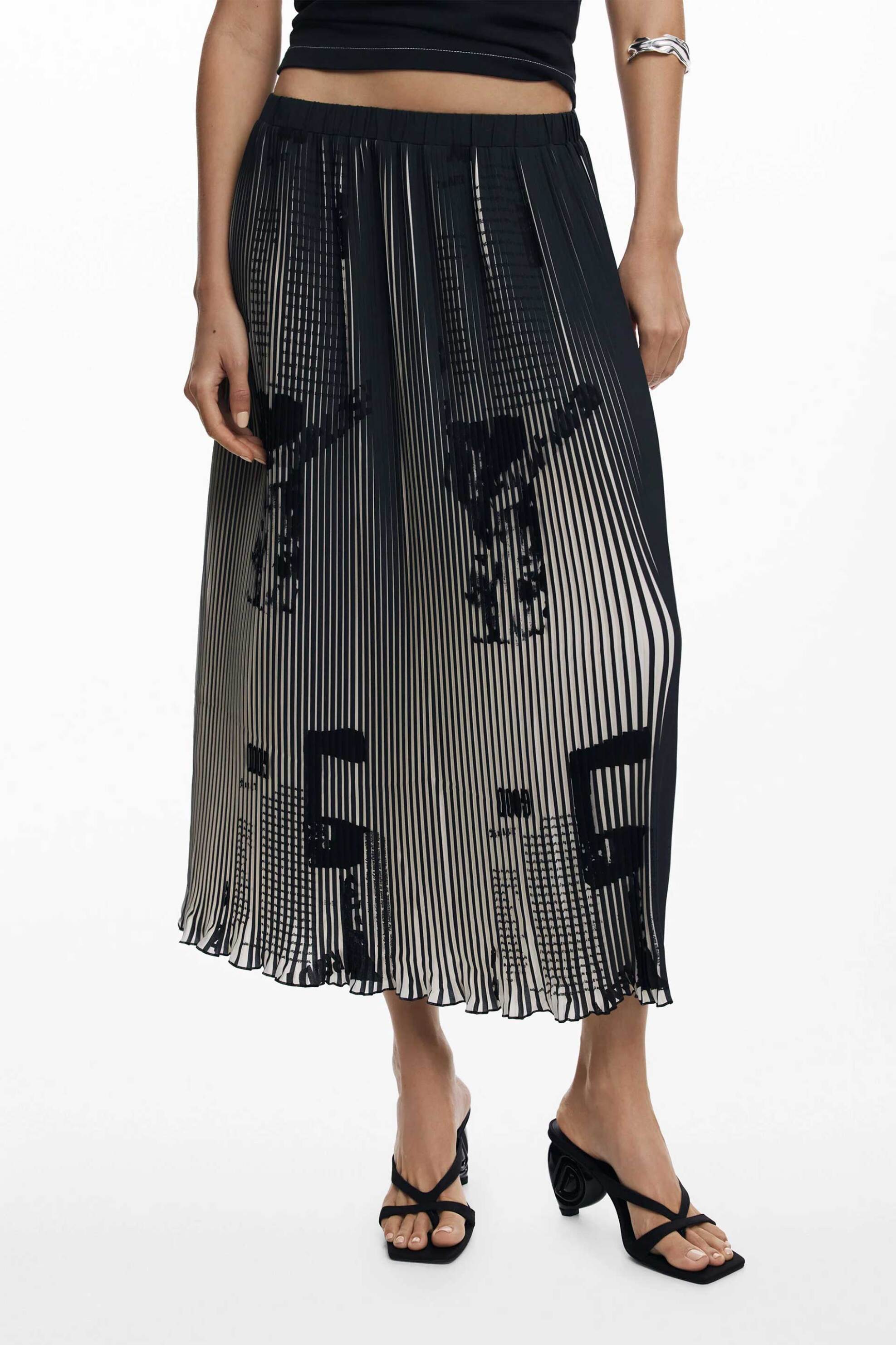 Desigual γυναικεία midi φούστα πλισέ Regular Fit "Paul" - 25WWFW09 Μαύρο φωτογραφία