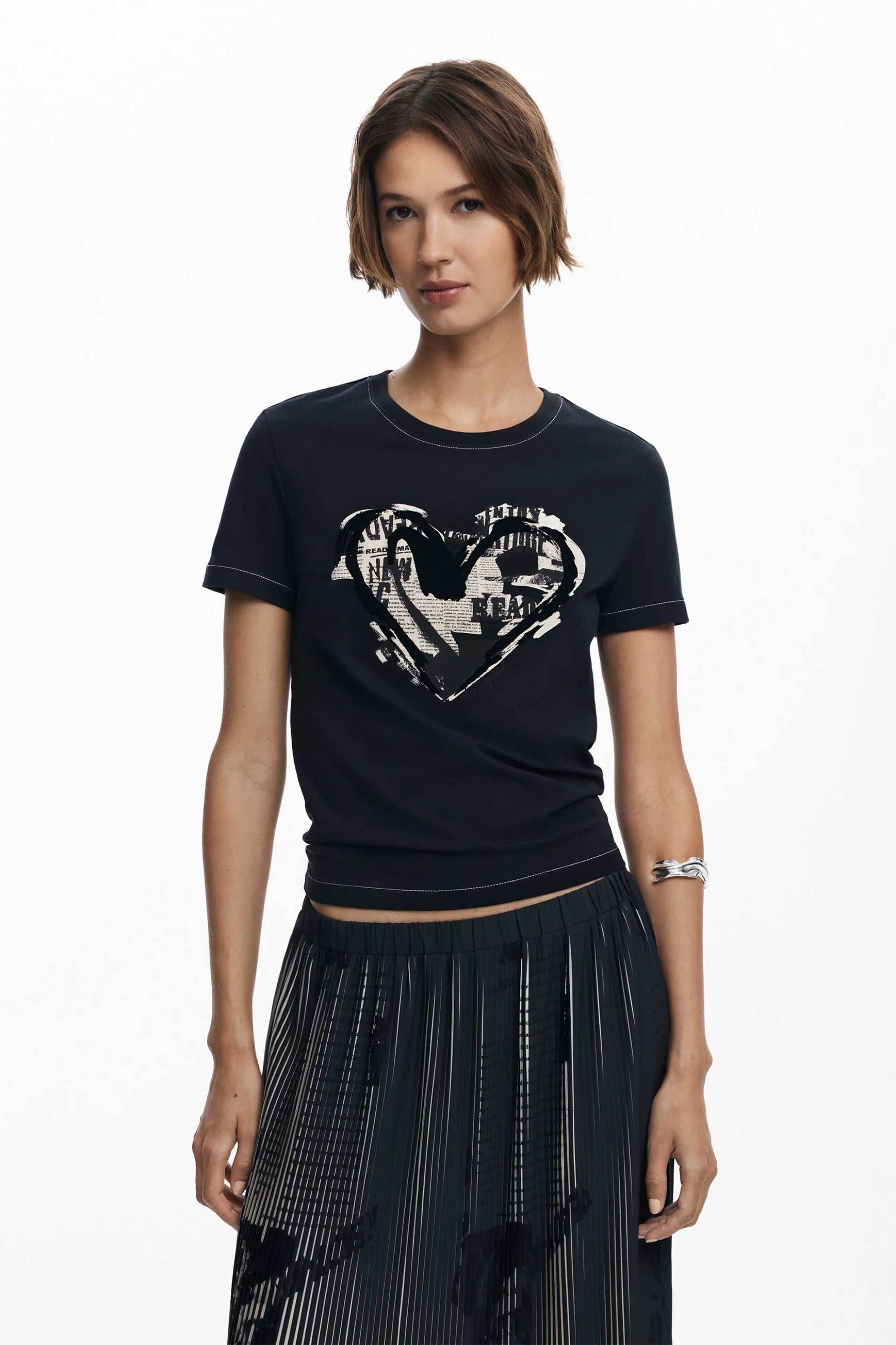 Desigual γυναικεία midi φούστα πλισέ Regular Fit "Paul" - 25WWFW09 Μαύρο φωτογραφία