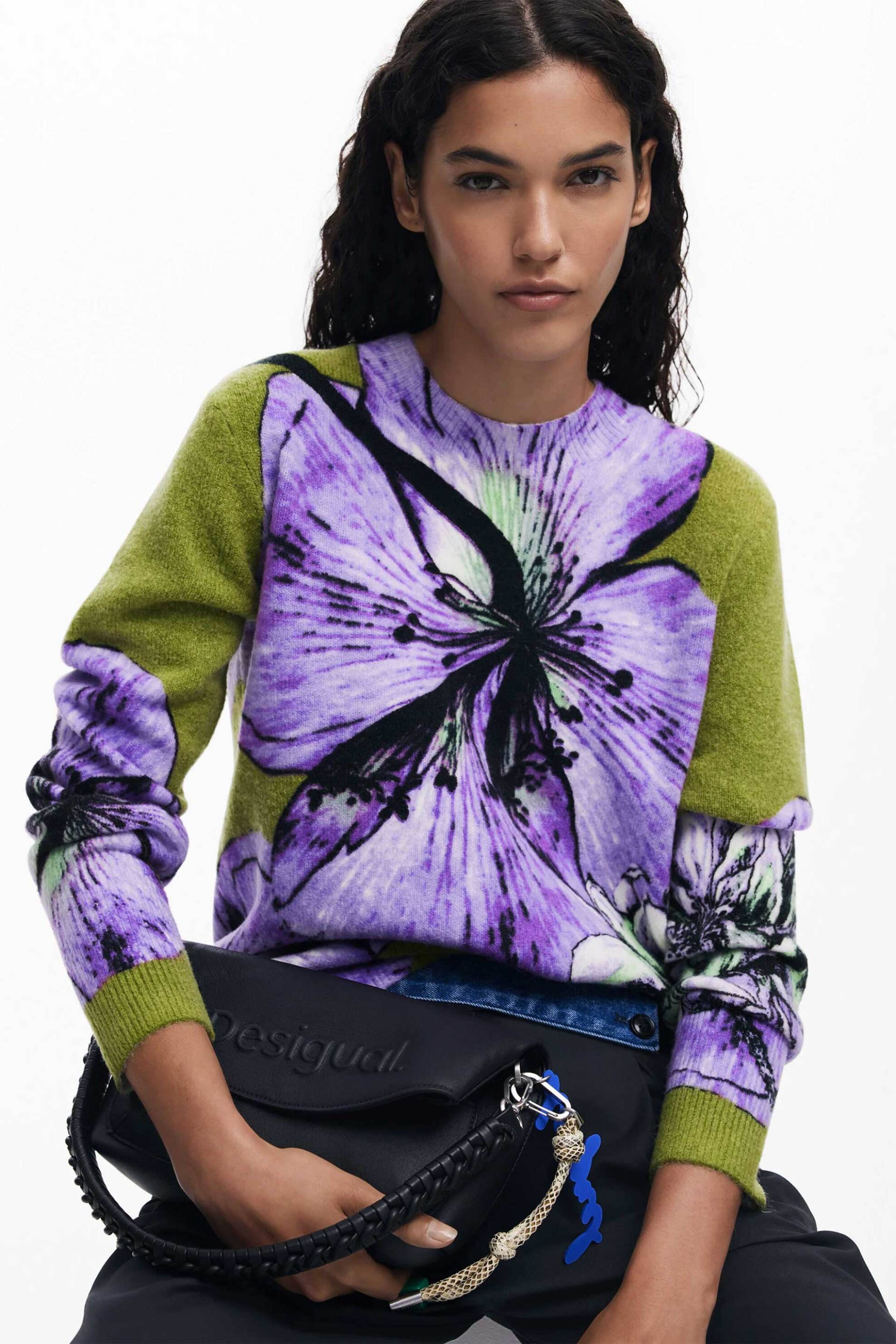 Desigual γυναικείo πουλόβερ με floral print Regular Fit "Orquidea Lacroix" - 25WWJF42 Πολύχρωμο φωτογραφία