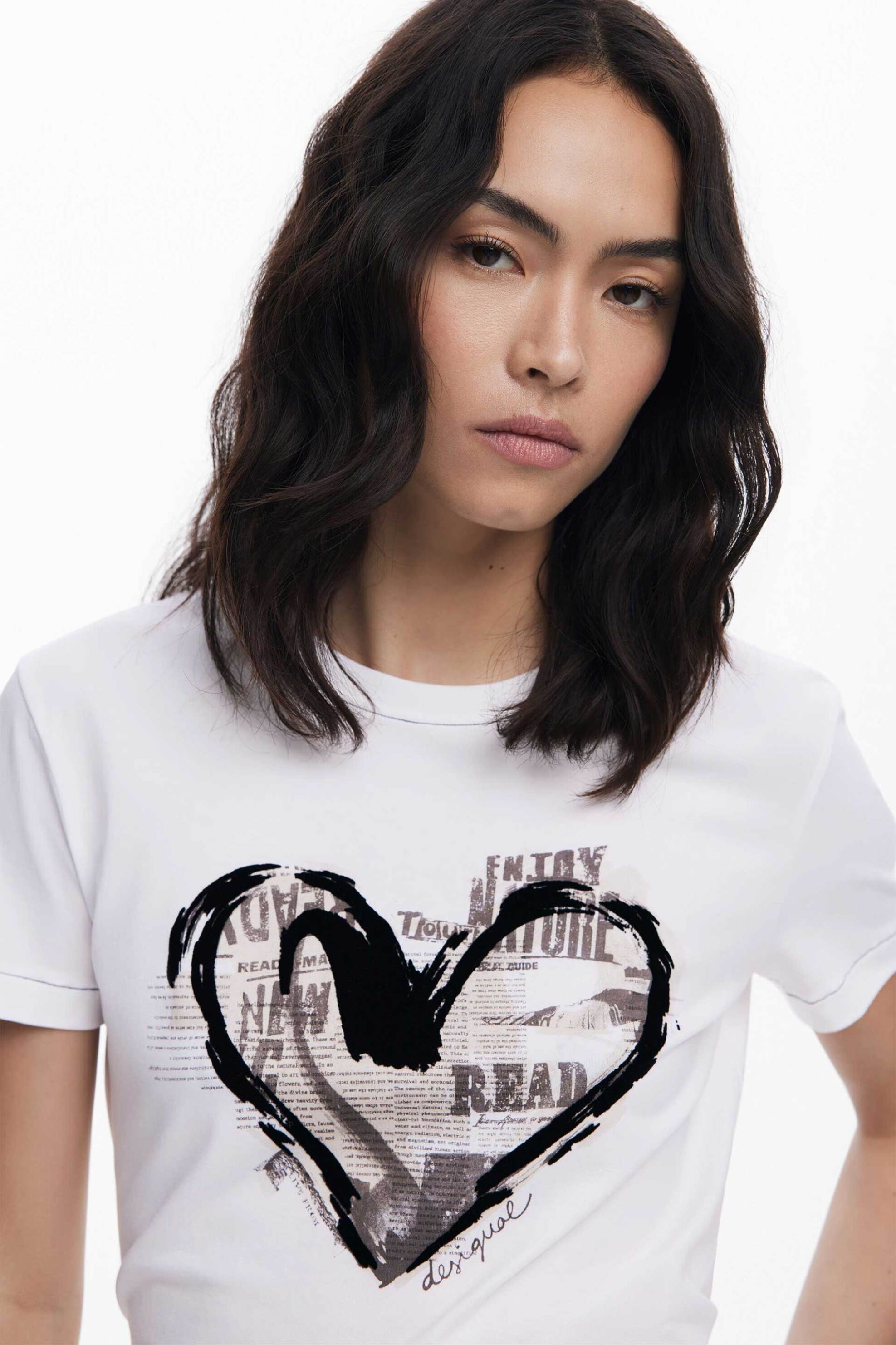 Desigual γυναικείο T-shirt με letter print Regular Fit "Core" - 25WWTK04 Λευκό φωτογραφία