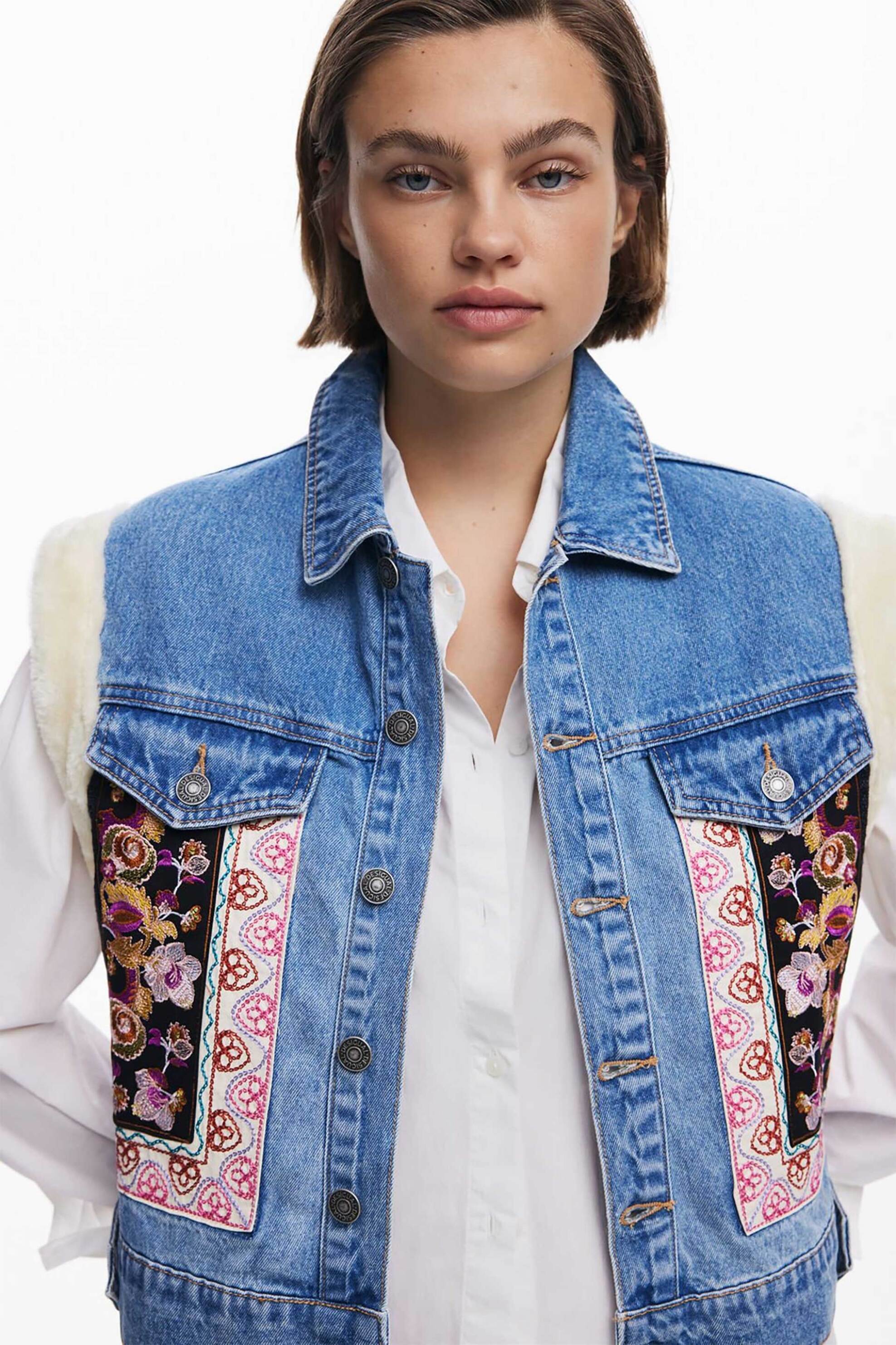 Desigual γυναικείο denim γιλέκο με ethinc μοτίβο "Maui" - 25WWED01 Denim Blue φωτογραφία