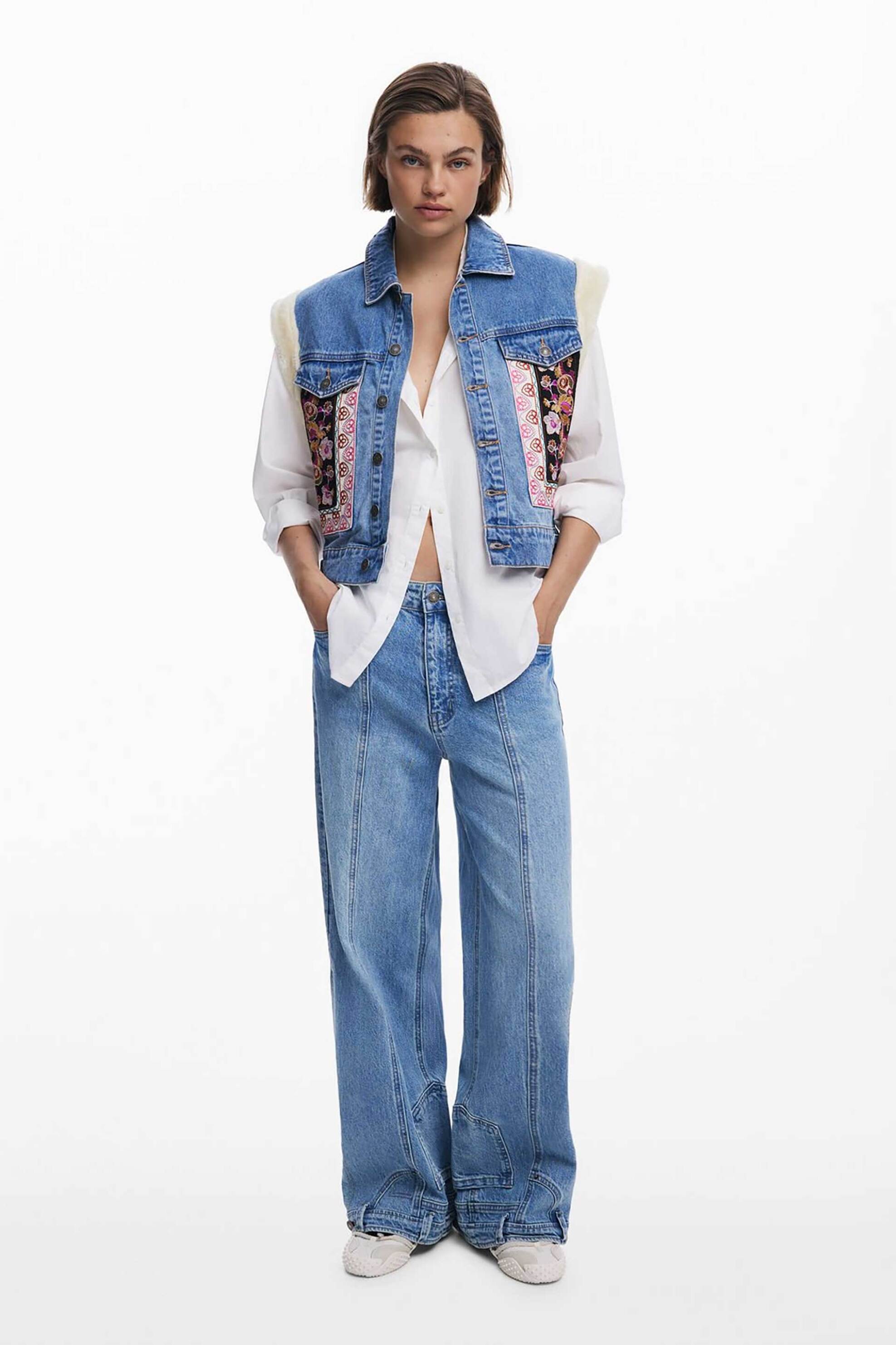 Desigual γυναικείο denim γιλέκο με ethinc μοτίβο "Maui" - 25WWED01 Denim Blue φωτογραφία