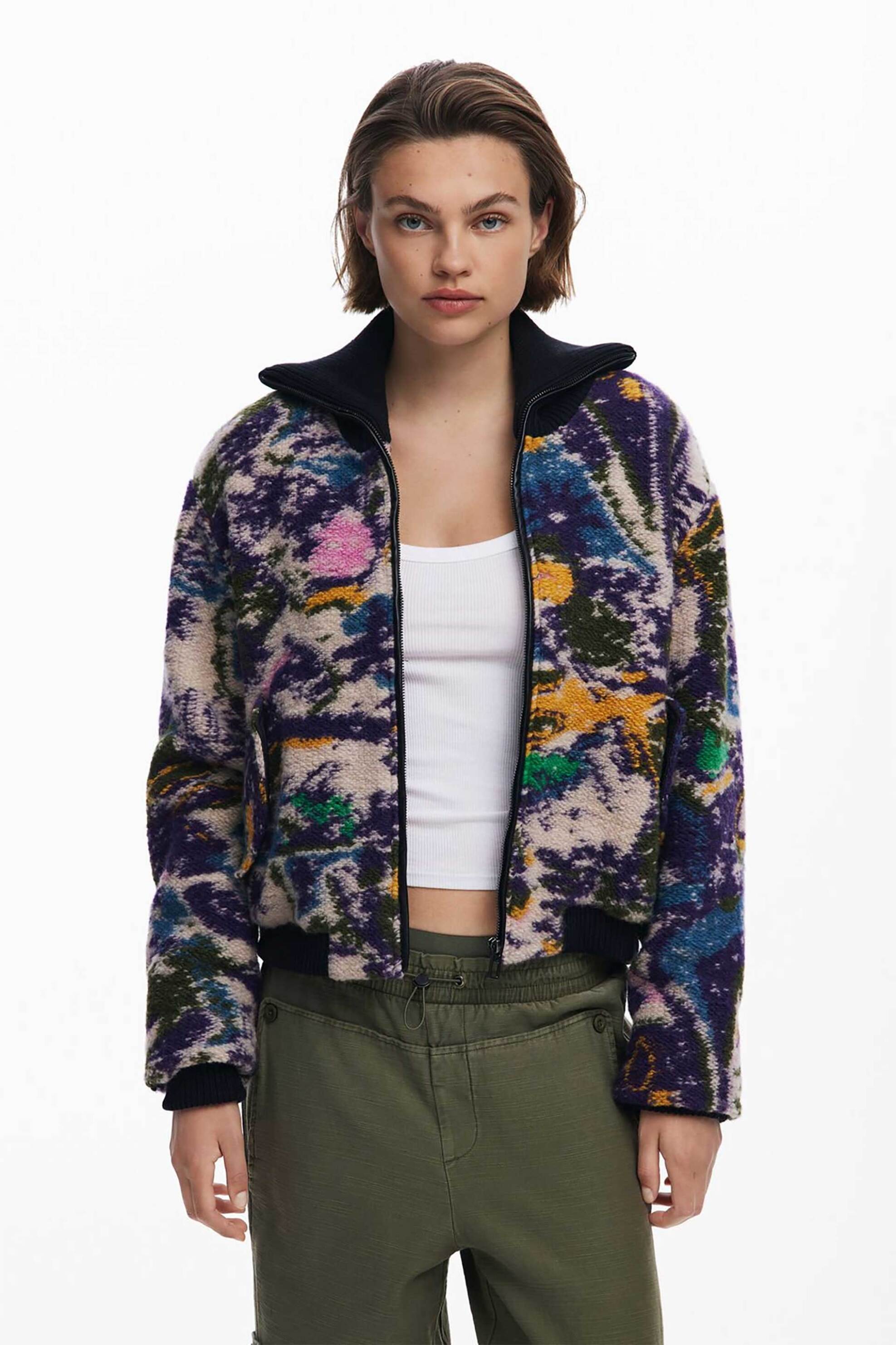 DESIGUAL Desigual γυναικείο μπουφάν bomber με all-over print Regular Fit "Alfa" - 25WWEW66 Πολύχρωμο