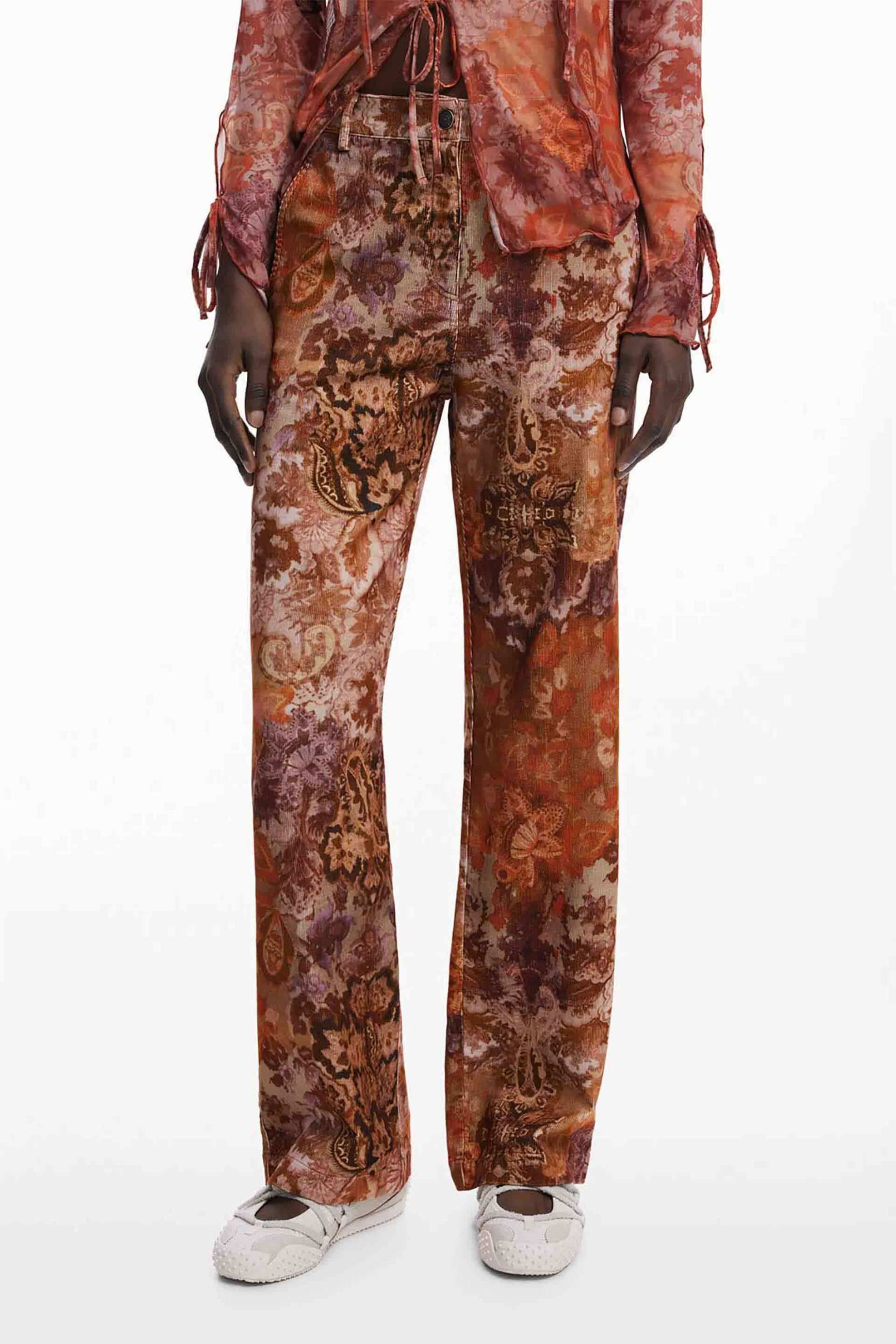 Desigual γυναικείo παντελόνι κοτλέ με paisley pattern 