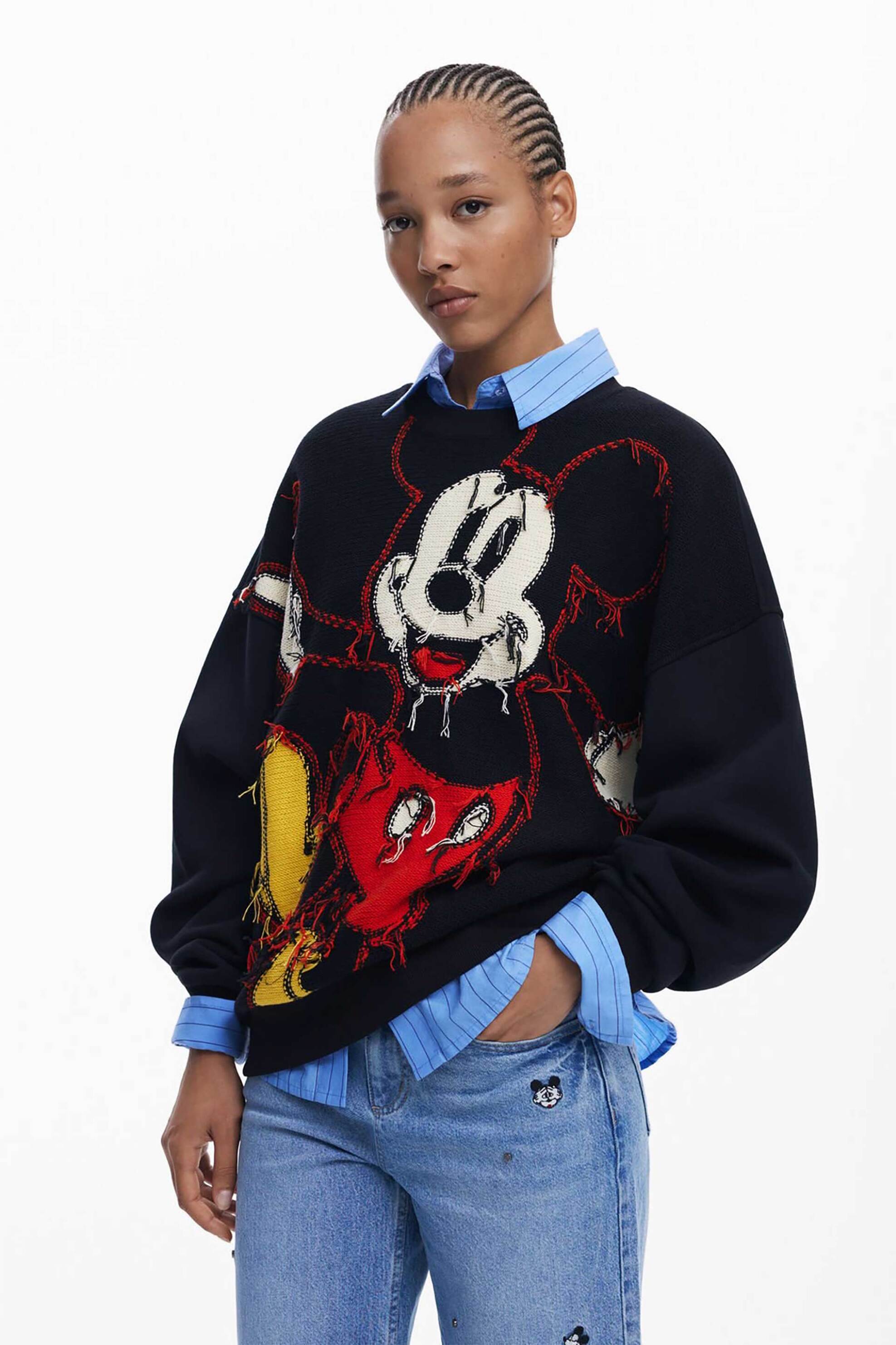 Desigual γυναικεία μπλούζα φούτερ με print Mickey Mouse™ Regular Fit - 25WWSK14 Μαύρο