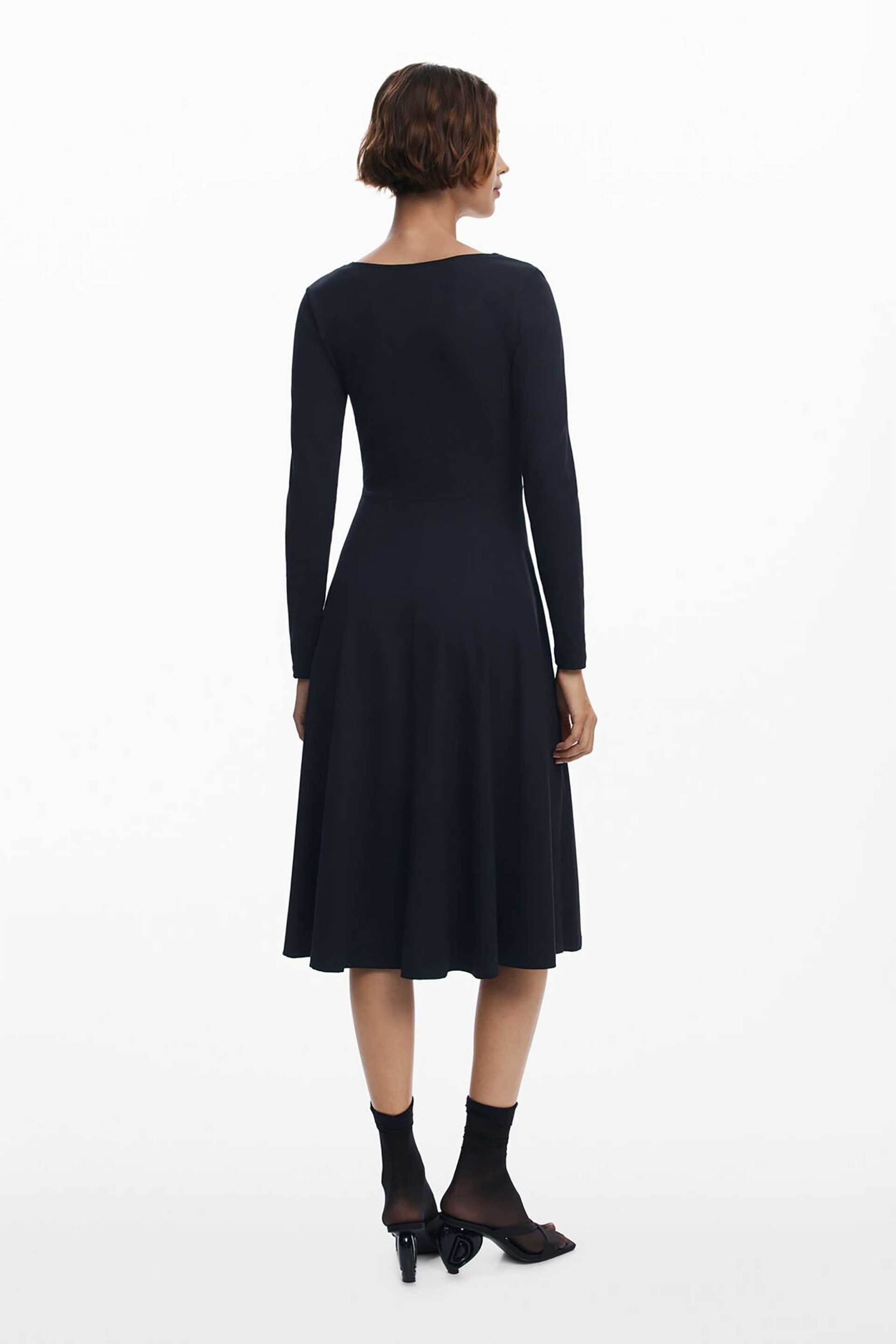 Desigual γυναικείο midi φόρεμα με floral print σε Α γραμμή "Lirio" - 25WWVK29 Μαύρο φωτογραφία