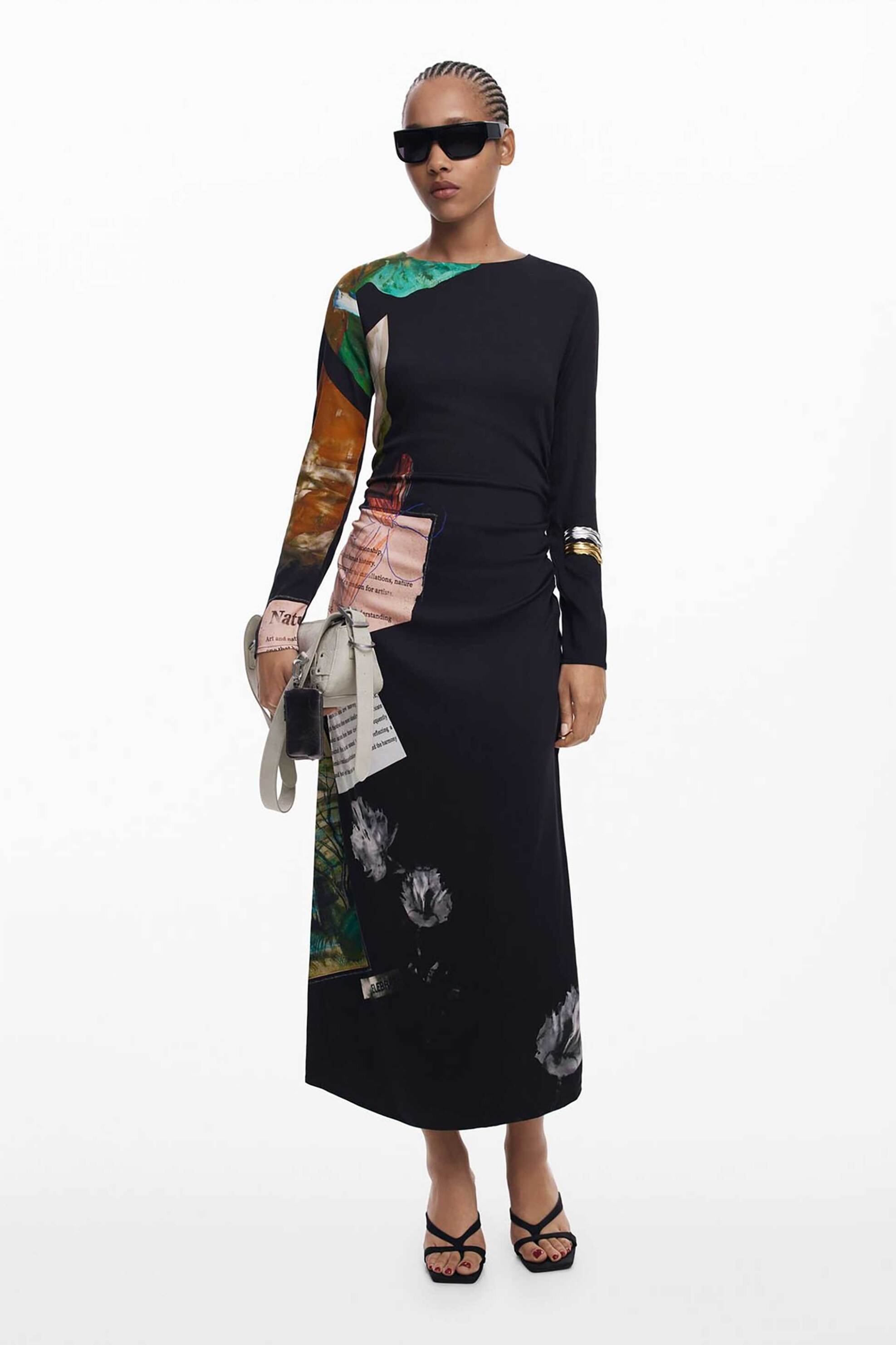 Desigual γυναικείο maxi φόρεμα με all-over print Slim Fit - 25WWVW08 Μαύρο