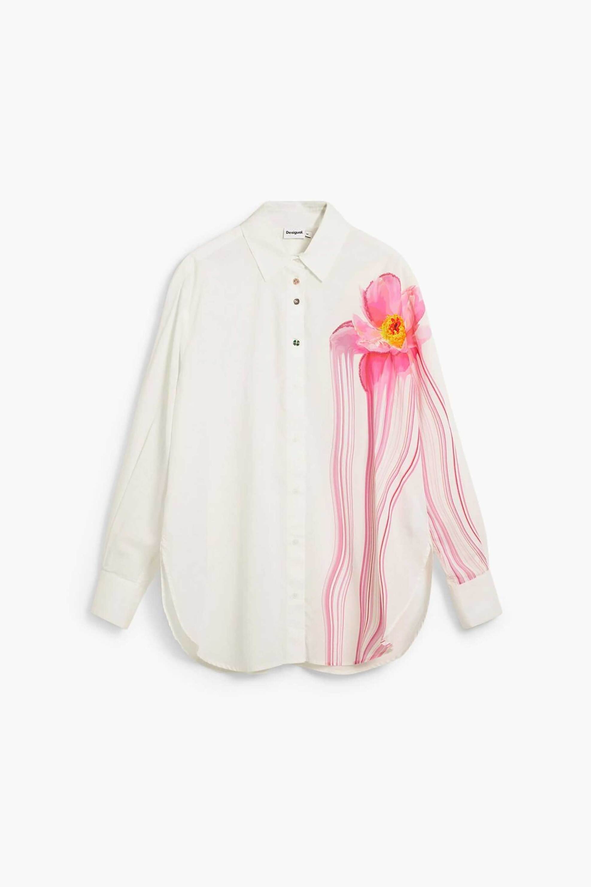 Desigual Γυναικείo Πουκάμισο με Floral Print Flor Gloss - 26Swcw18 Λευκό