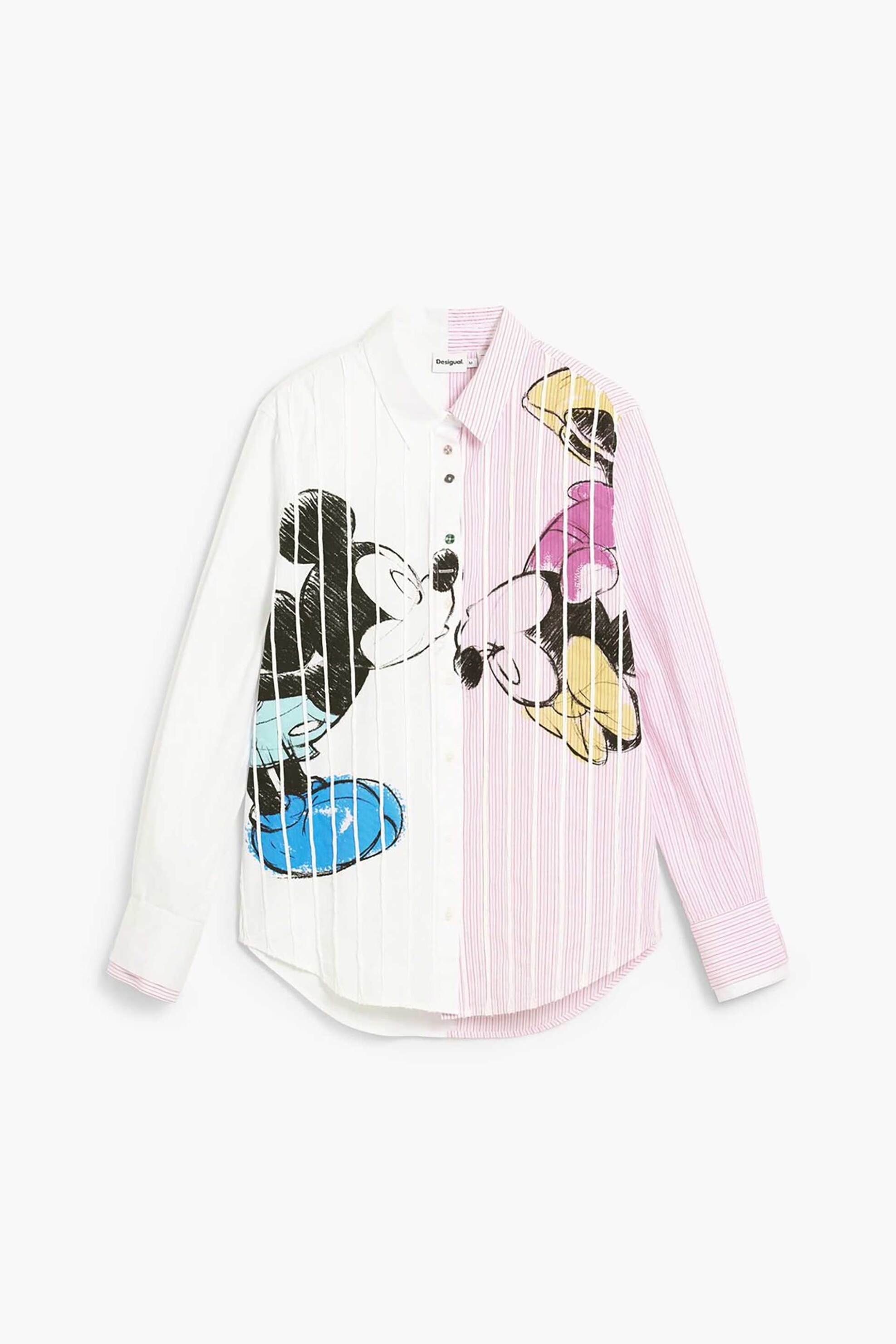 Desigual Γυναικείo Πουκάμισο με Print Mickey And Minnie Mouse - 26Swcw19 Λευκό