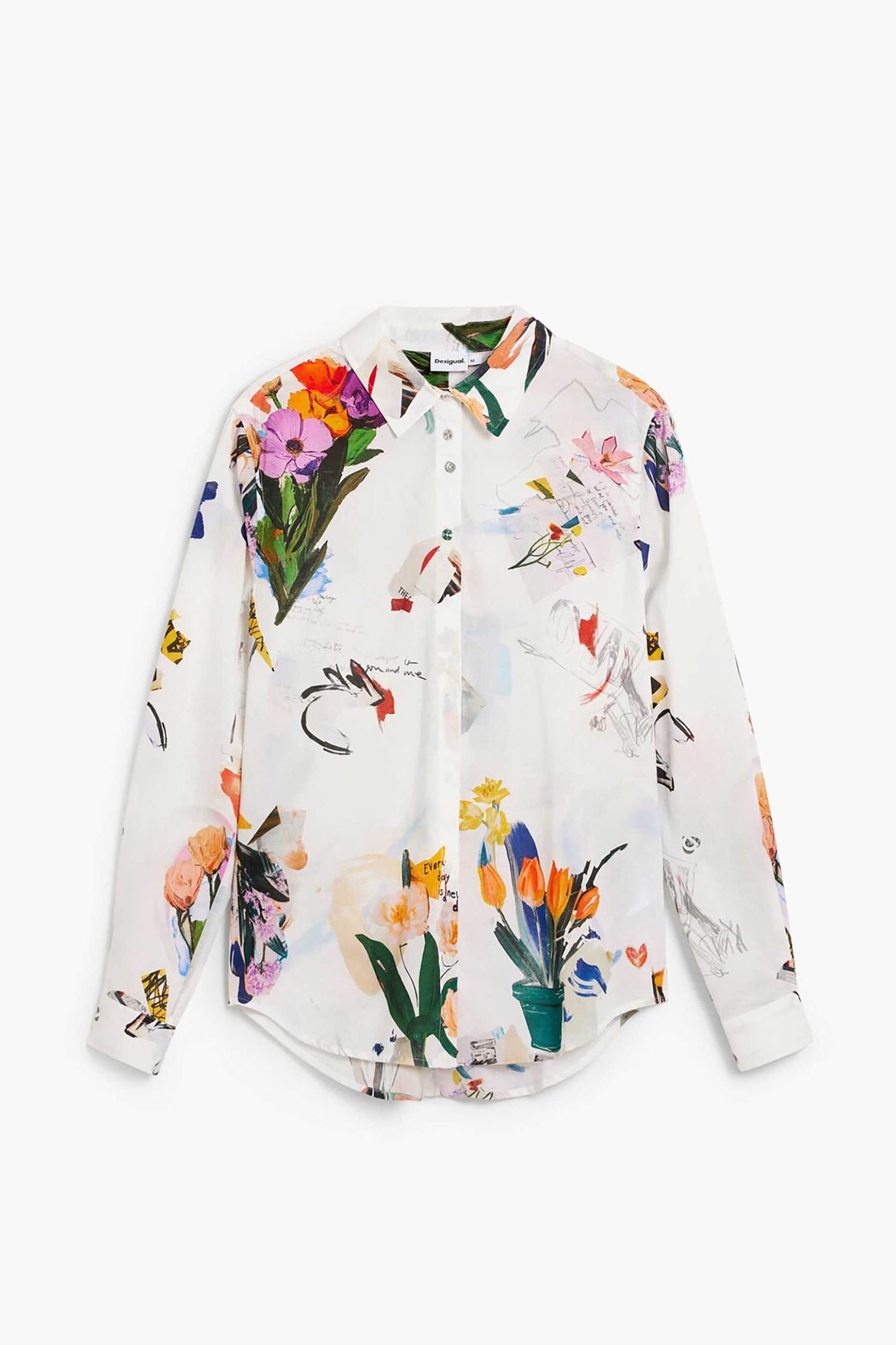 Desigual Γυναικείo Πουκάμισο με Floral Print Cam Mila - 26Swcw21 Λευκό