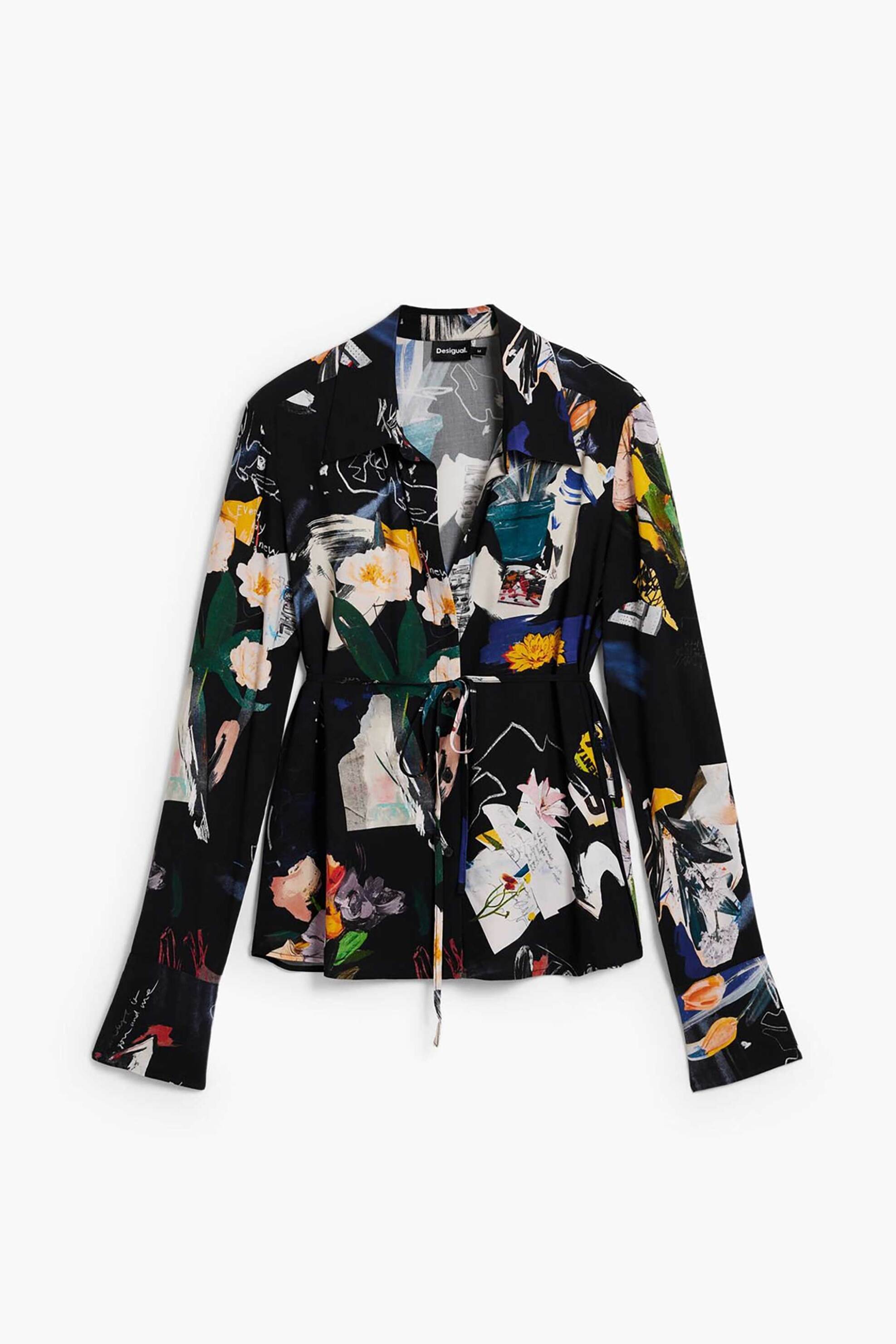 Desigual Γυναικείo Πουκάμισο με Floral Print Cam Fereo - 26Swcw23 Μαύρο