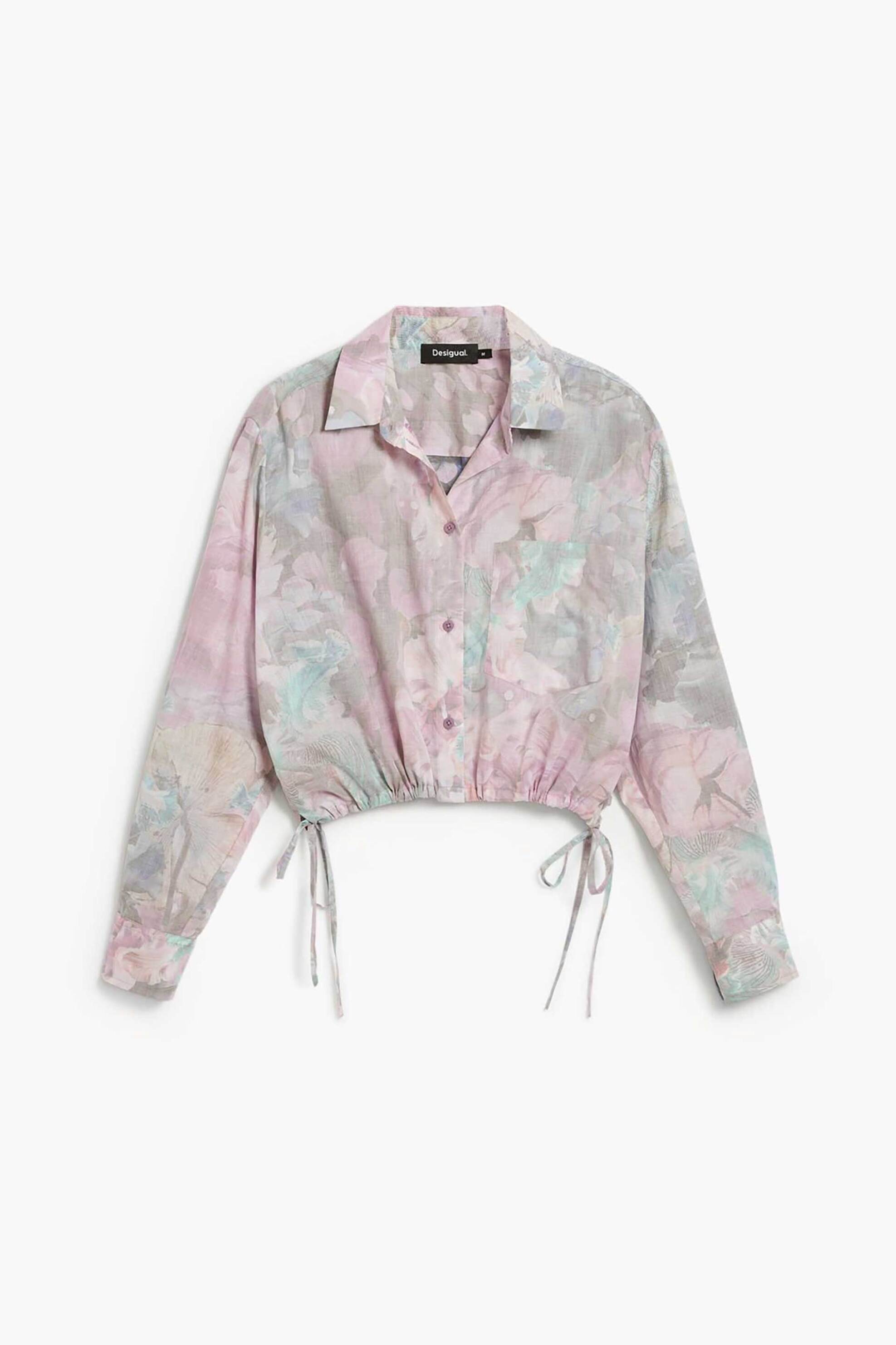 Desigual Γυναικείo Πουκάμισο με Floral Print Cropped Cam Flowers By Christian Lacroix - 26Swcw25 Εκρού