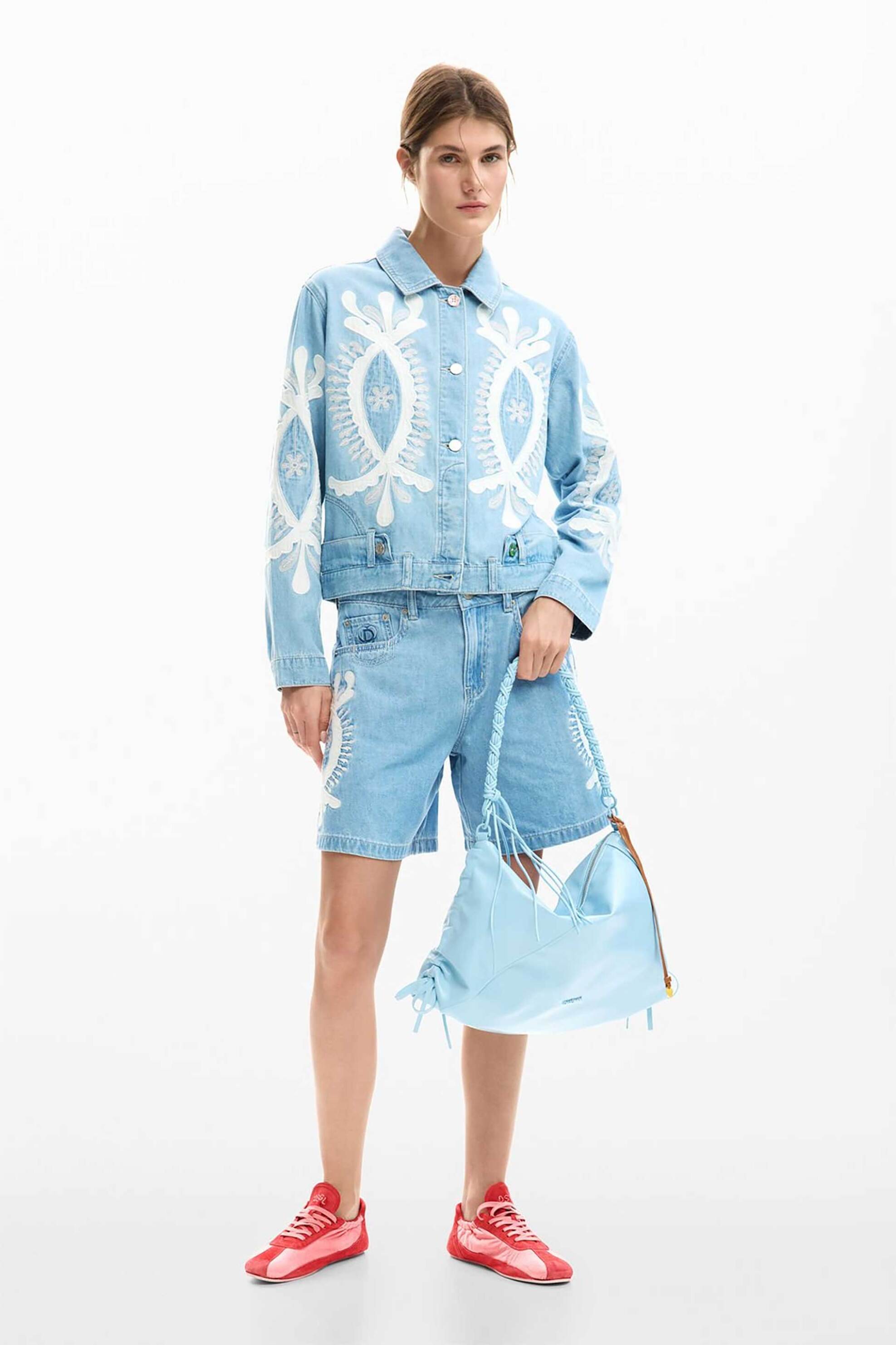 DESIGUAL Desigual γυναικείo denim jacket με κεντήματα "Border" - 26SWED04 Denim Blue - 2