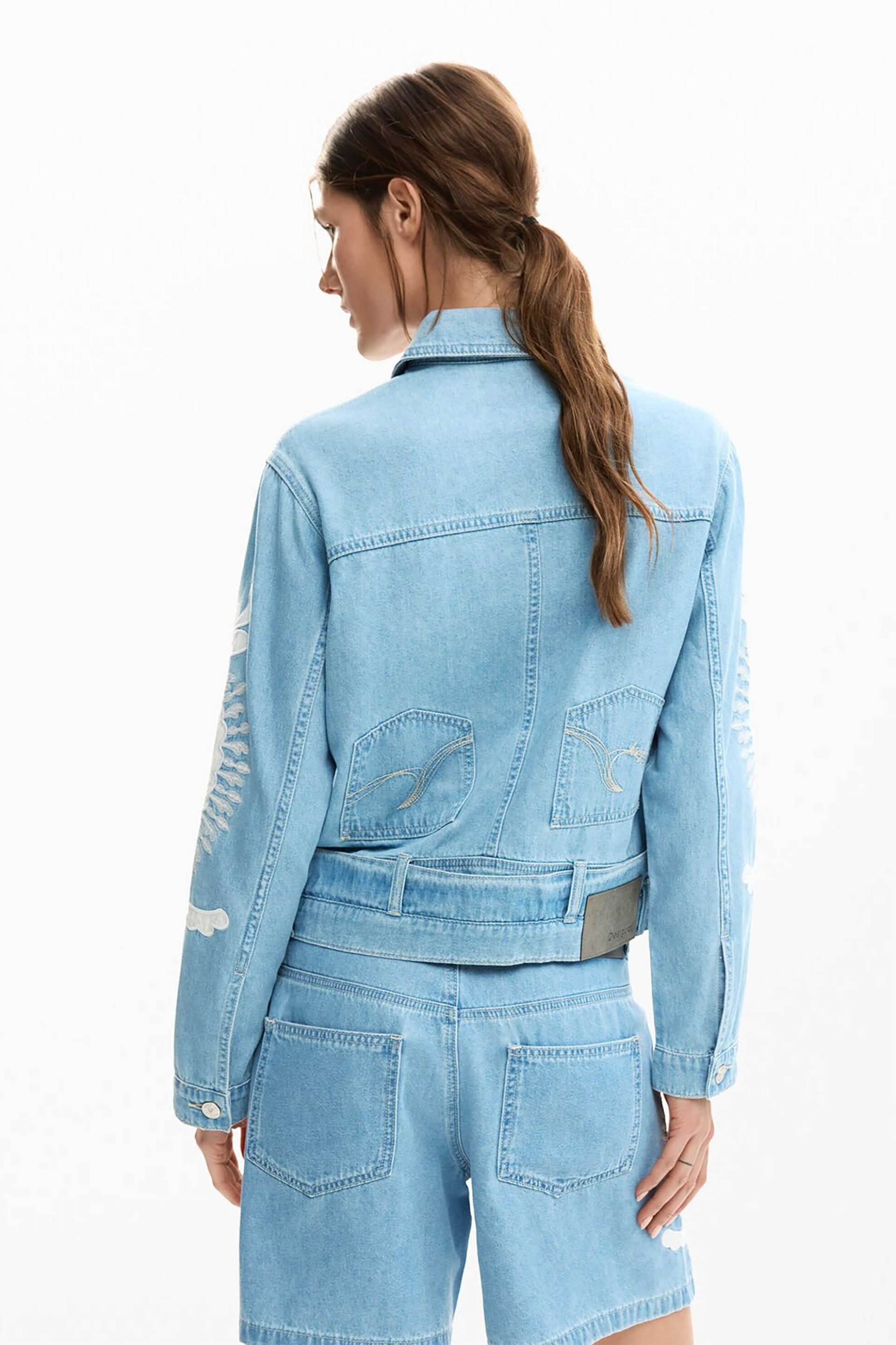 DESIGUAL Desigual γυναικείo denim jacket με κεντήματα "Border" - 26SWED04 Denim Blue - 3
