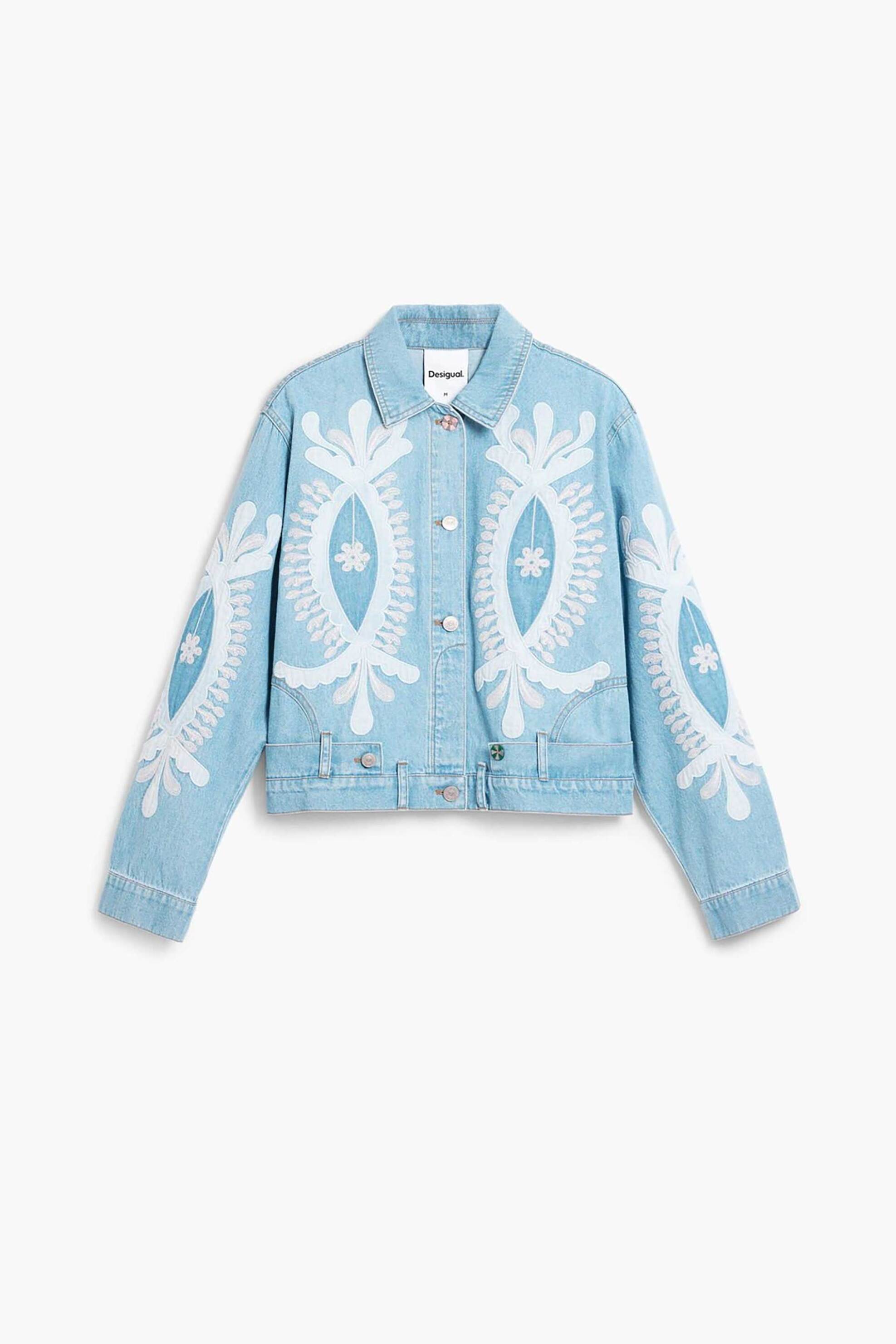 Desigual Γυναικείo Denim Jacket με Κεντήματα Border - 26Swed04 Blue