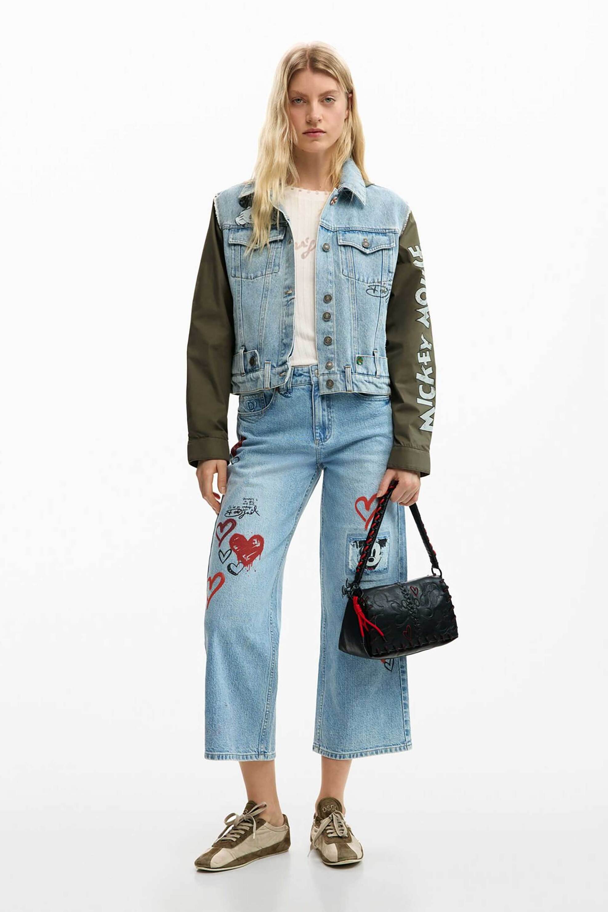 DESIGUAL Desigual γυναικείo denim jacket με print "Μickey Μouse™" - 26SWED07 Denim Blue - 2