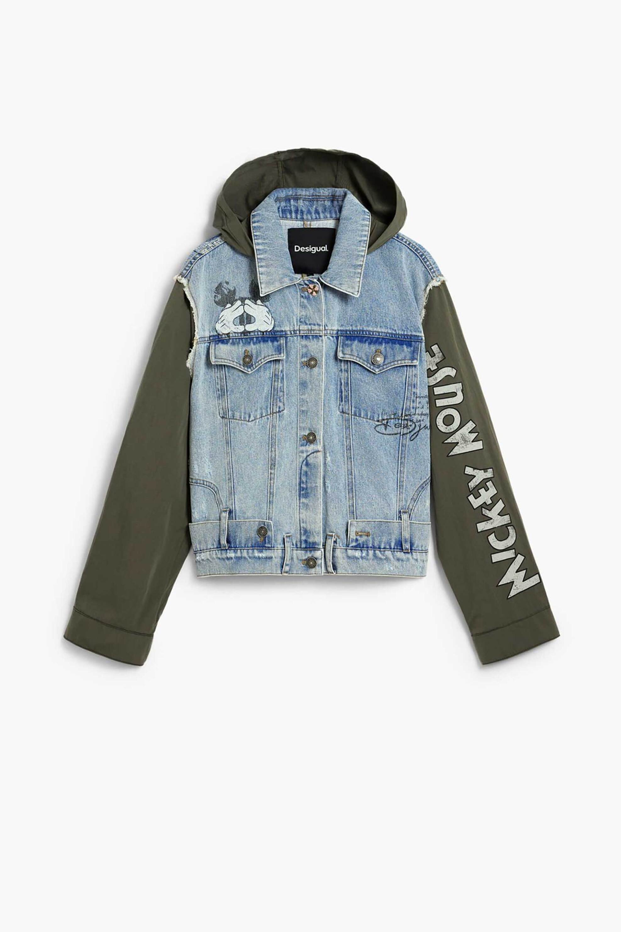 Desigual Γυναικείo Denim Jacket με Print Μickey Μouse - 26Swed07 Blue