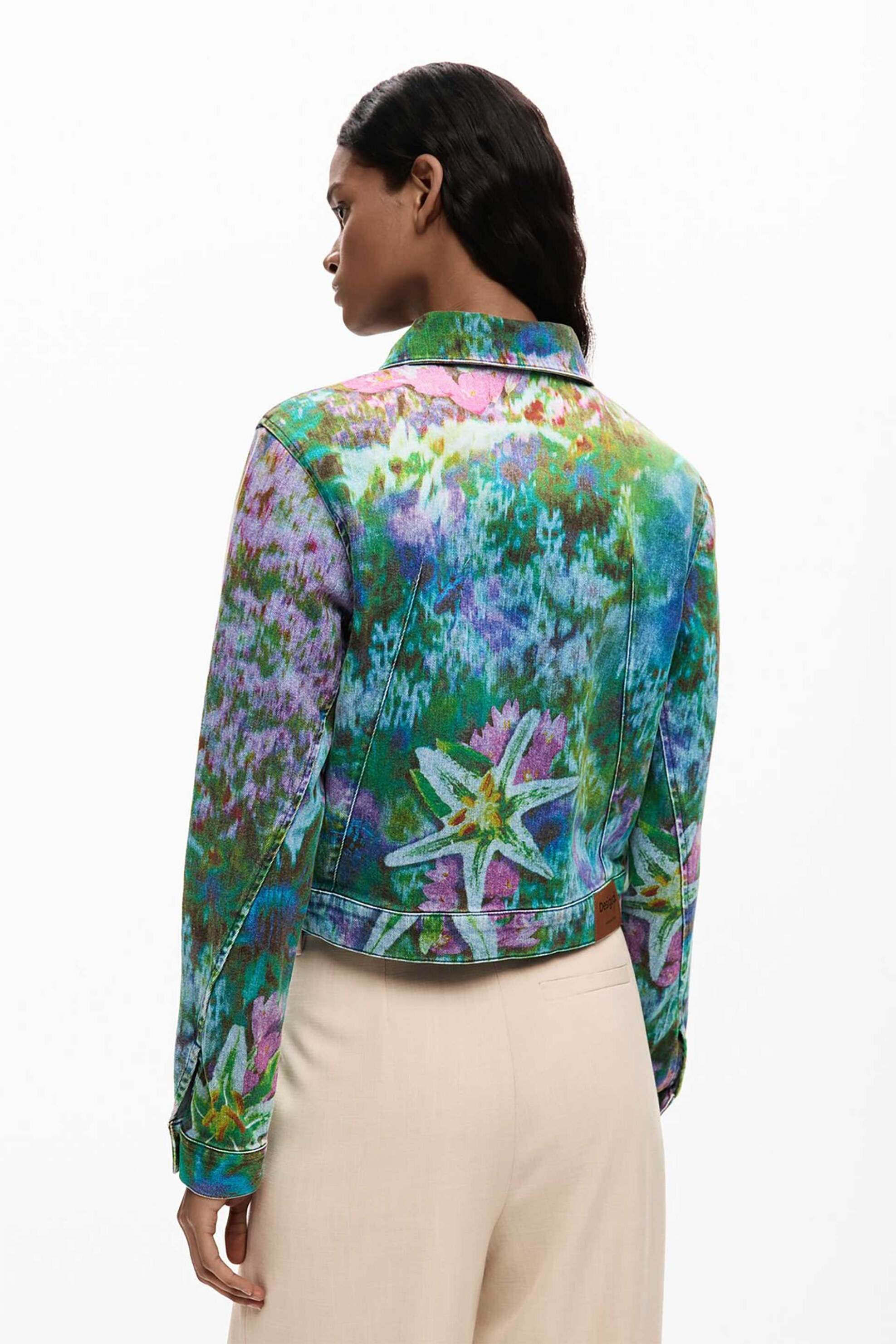DESIGUAL Desigual γυναικείo denim jacket με floral κεντήματα "Flora" - 26SWED09 Πράσινο Tropical - 3