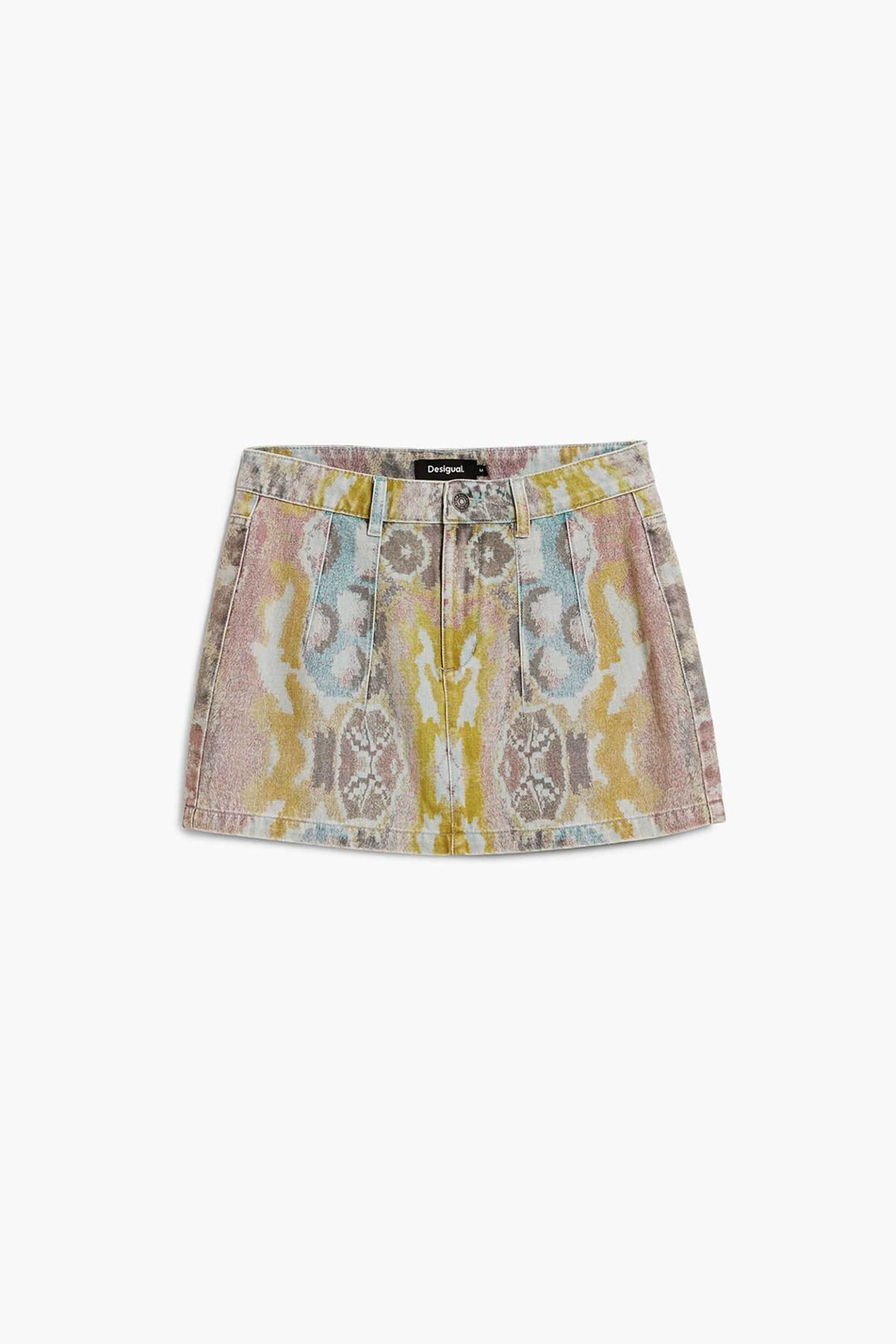 Desigual Γυναικεία Mini Φούστα με All-Over Print Tapestry By Christian Lacroix - 26Swfd03 Εκρού
