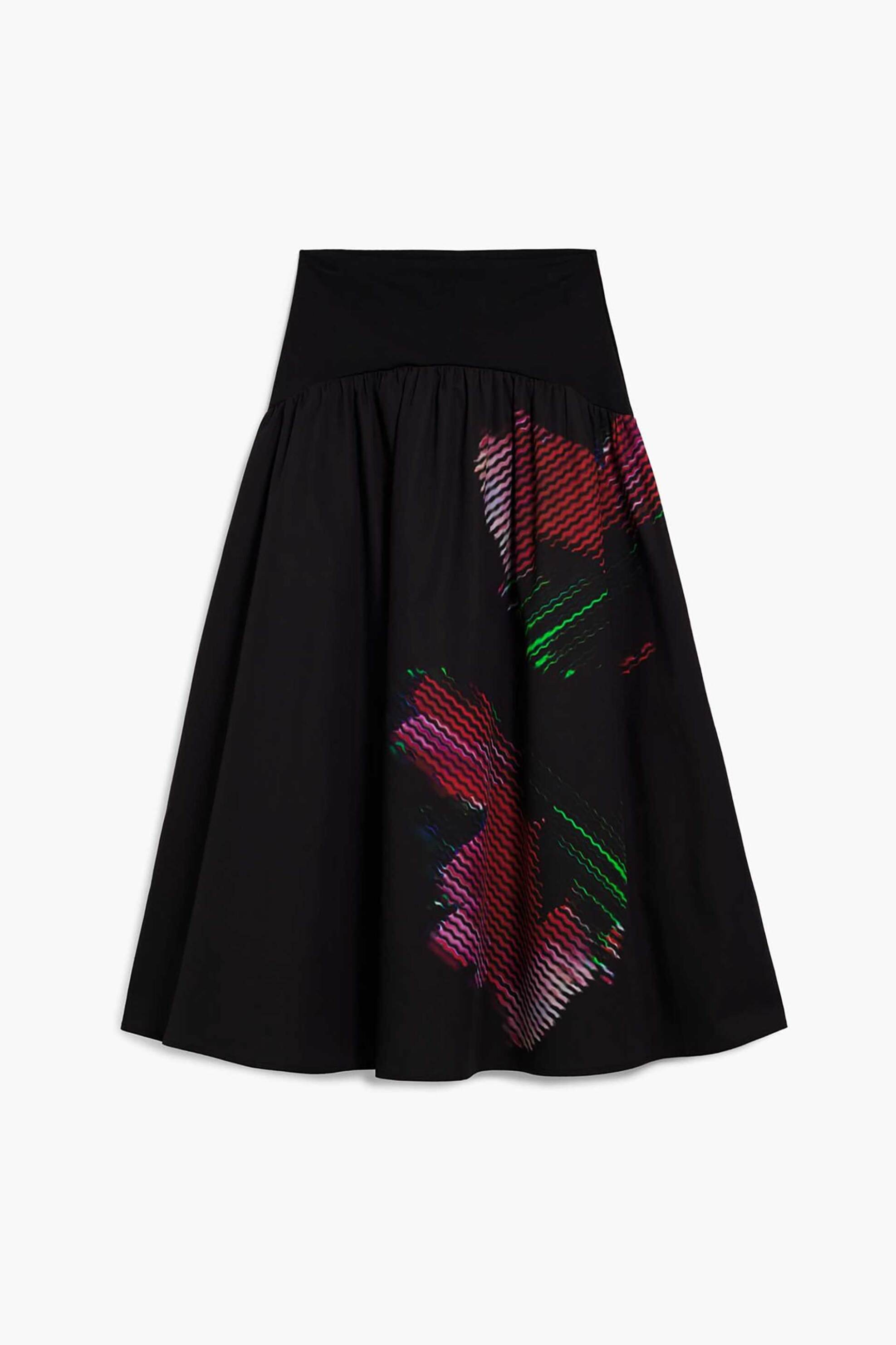 Desigual γυναικεία midi φούστα με floral print Regular Fit "Cane" - 26SWFW02 Μαύρο