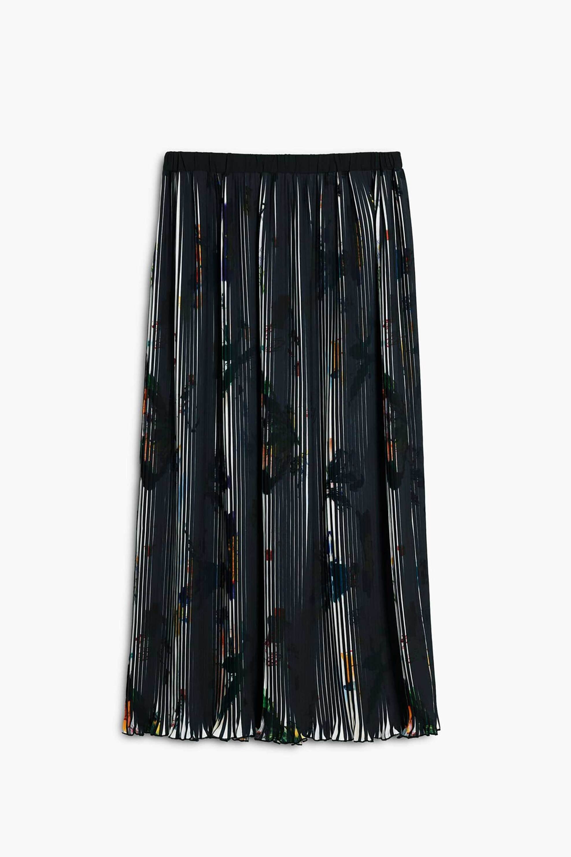 Desigual Γυναικεία Midi Φούστα με Arty Print Plis - 26Swfw14 Μαύρο