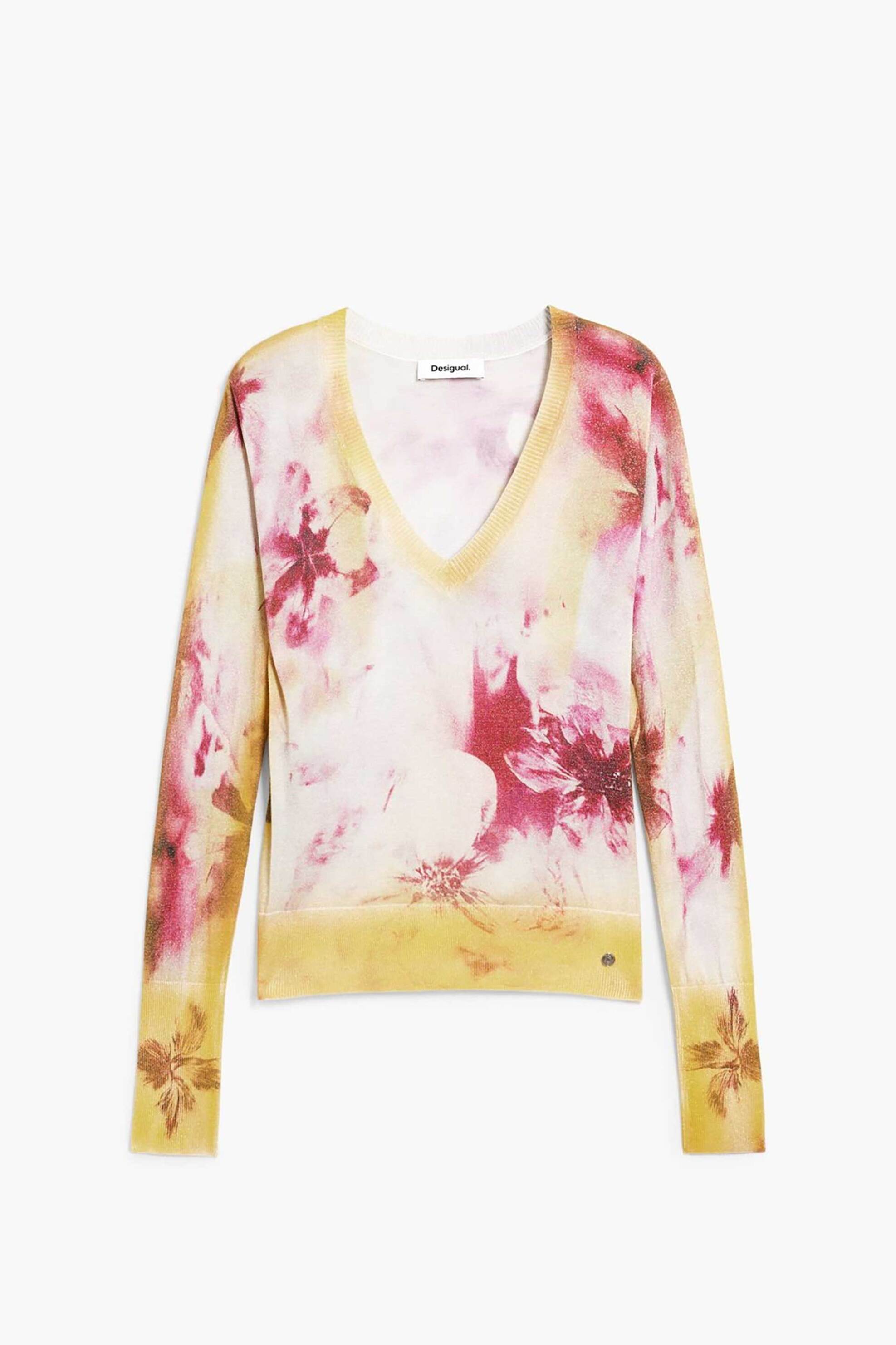 Desigual Γυναικεία Μπλούζα με Floral Print Regular Fit Minsk - 26Swjf07 Ροζ