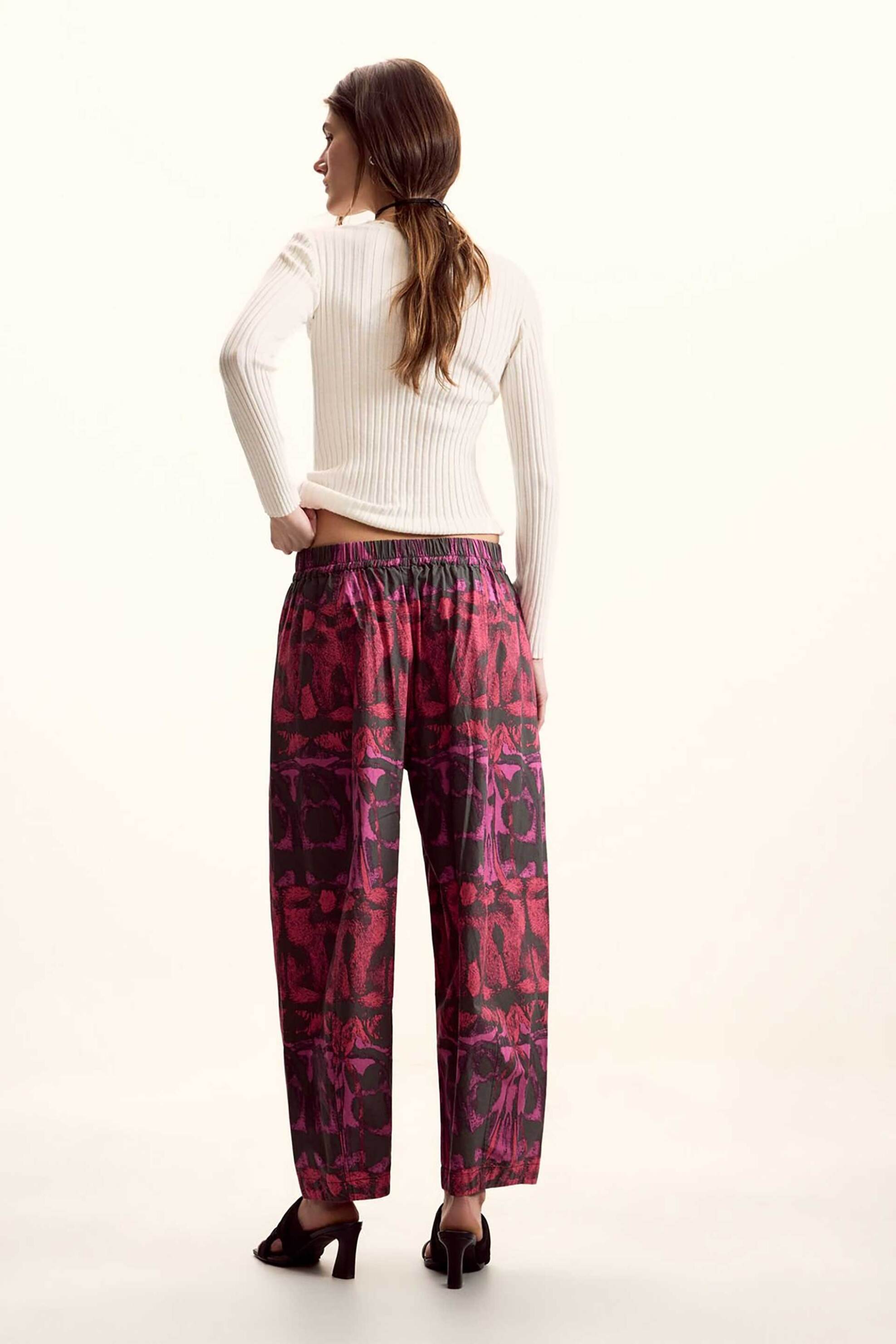 DESIGUAL Desigual γυναικείo παντελόνι με floral print Regular Fit "Ladybug" by Christian Lacroix - 26SWPW02 Φούξια - 2