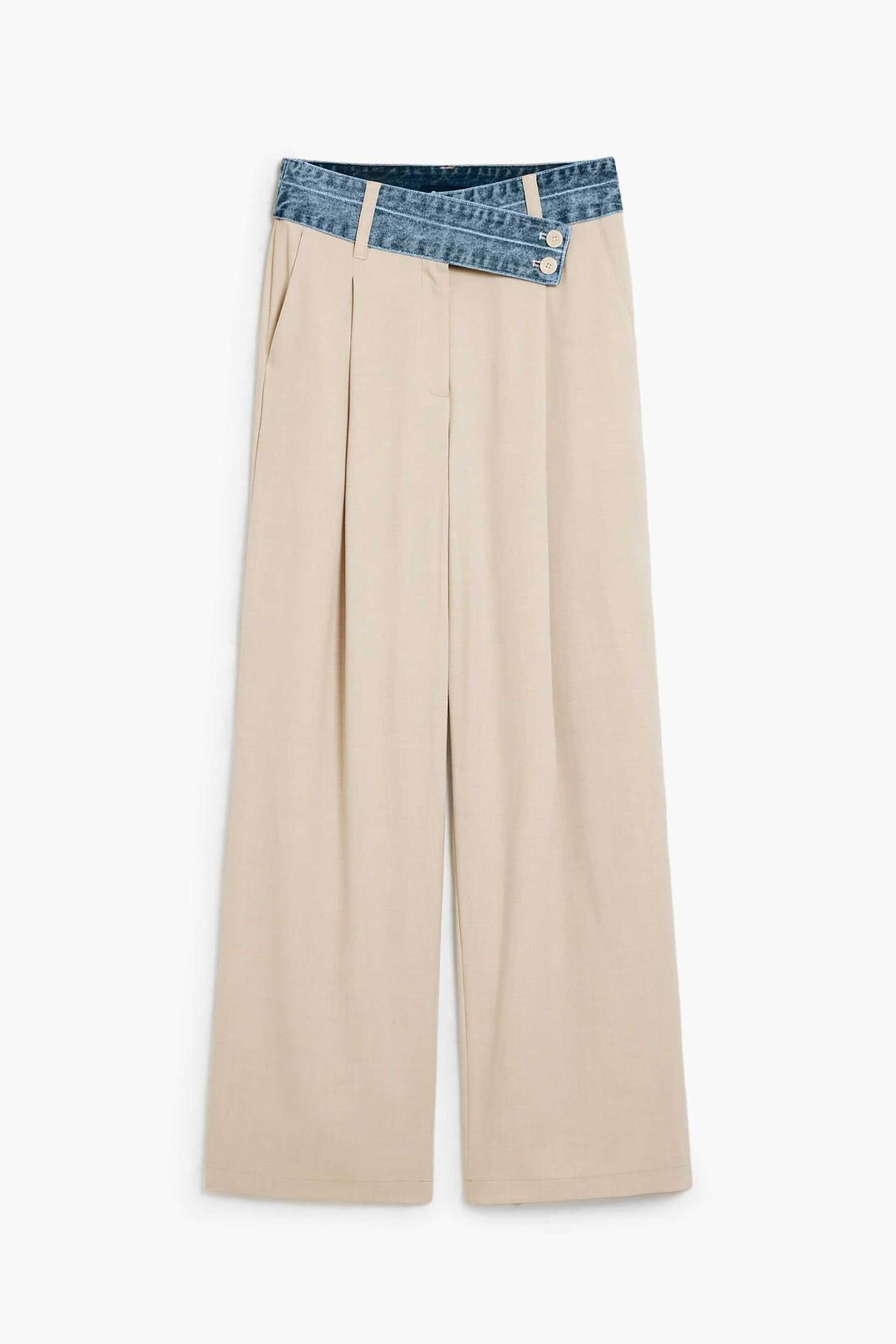 Desigual Γυναικείο Παντελόνι με Ζώνη Wide Fit Isis - 26Swpw28 Μπεζ