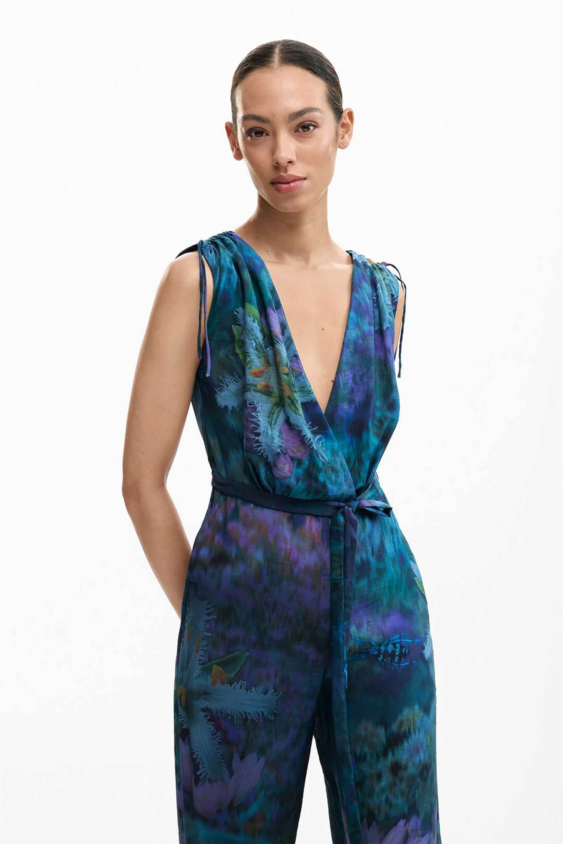 Desigual γυναικεία ολόσωμη φόρμα με floral print "Floresazul" - 26SWPW40 Μπλε φωτογραφία
