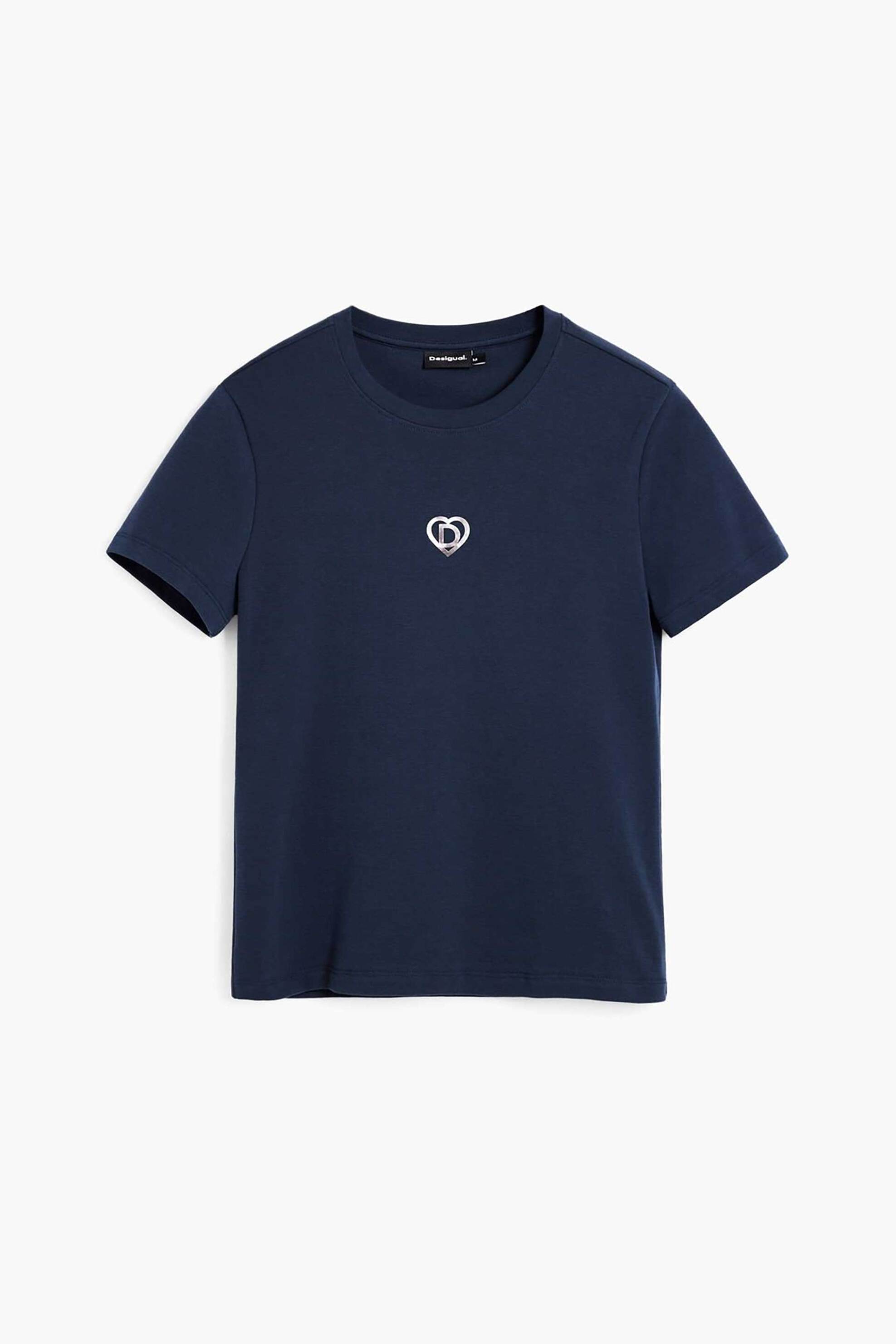 Desigual Γυναικείo T-Shirt με Λογότυπο Regular Fit Berlin - 26Swtk04 Μπλε Σκούρο