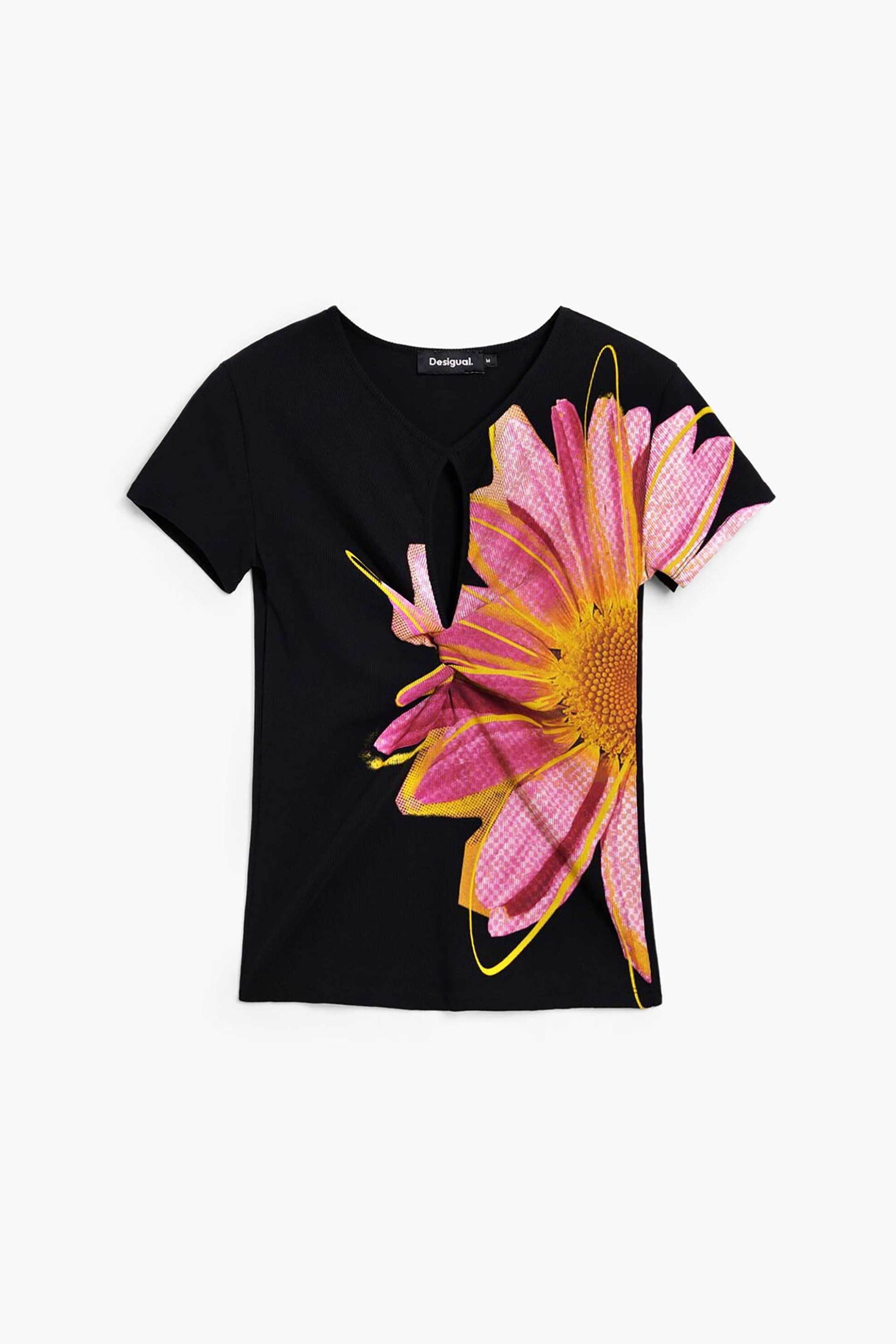 Desigual Γυναικεία Μπλούζα με Floral Print Regular Fit Dublin - 26Swtk05 Μαύρο