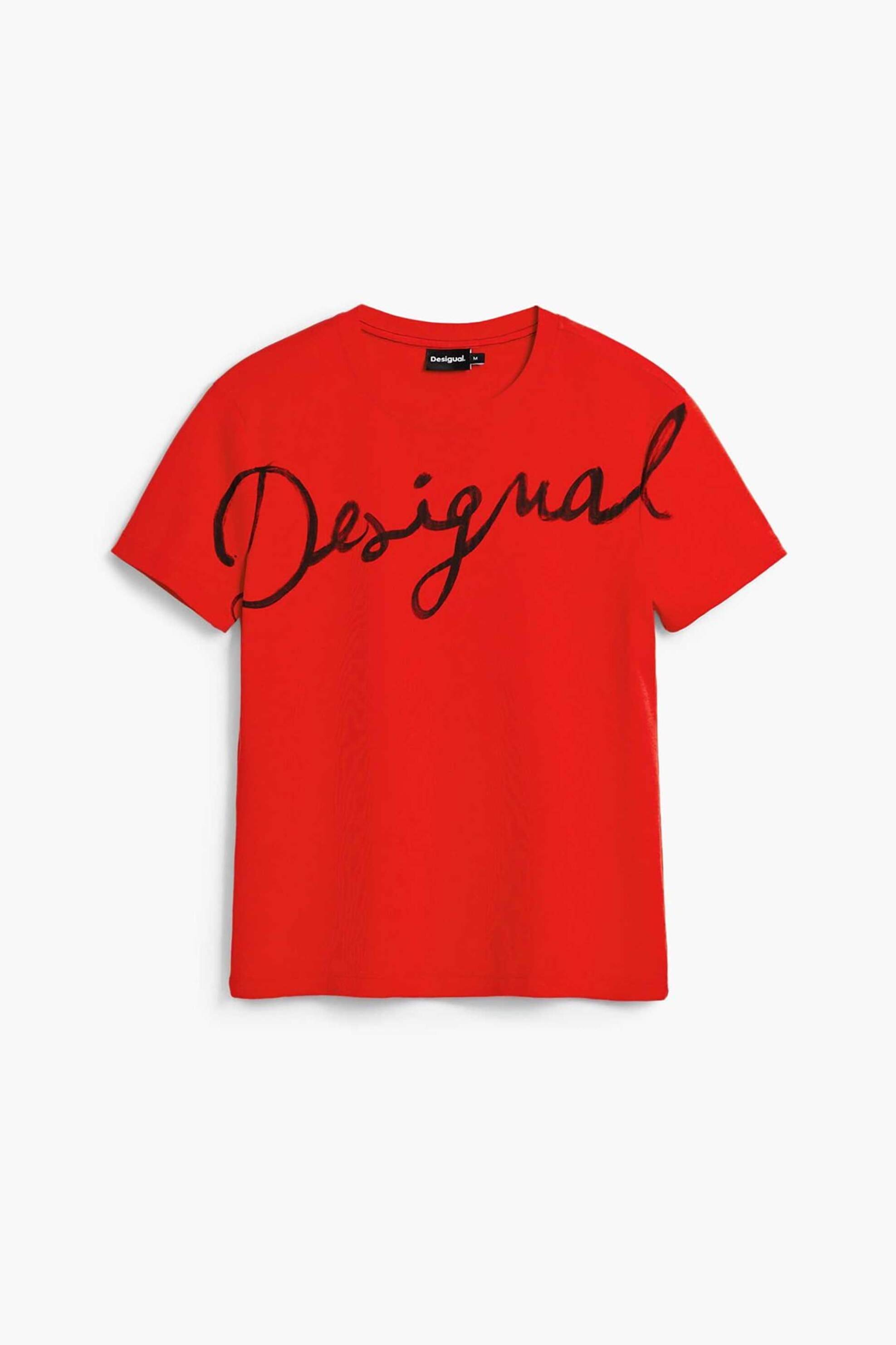 Desigual Γυναικείo T-Shirt με Λογότυπο Regular Fit Florencia - 26Swtk07 Κόκκινο