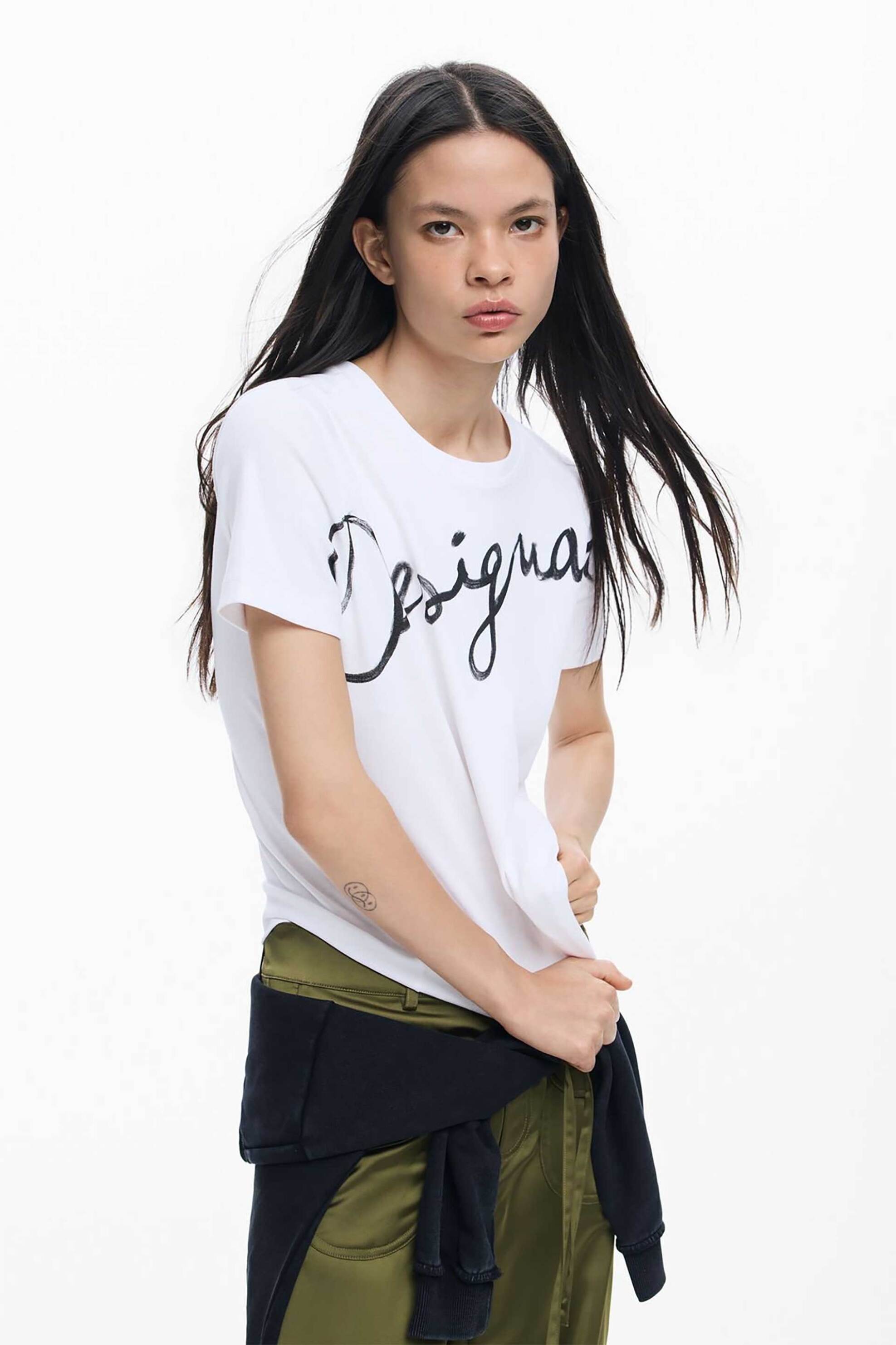 Desigual γυναικείo T-shirt με λογότυπο Regular Fit "Florencia" - 26SWTK07 Λευκό
