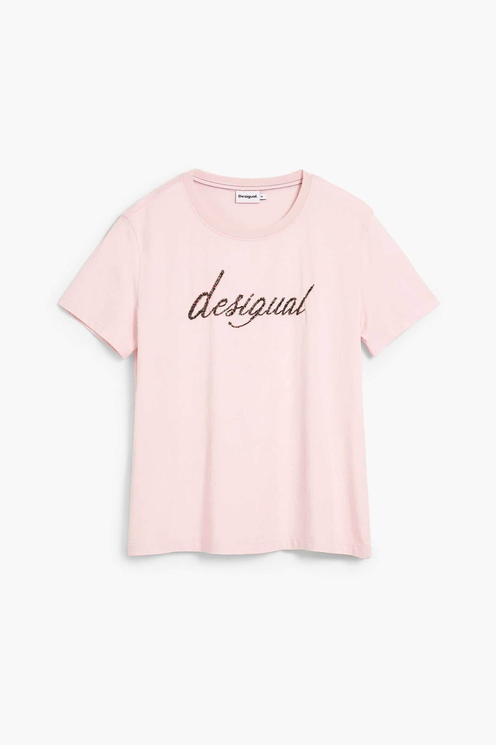 Desigual Γυναικείo T-Shirt Και Λογότυπο με Στρας Regular Fit Varsovia - 26Swtk08 Γκρι