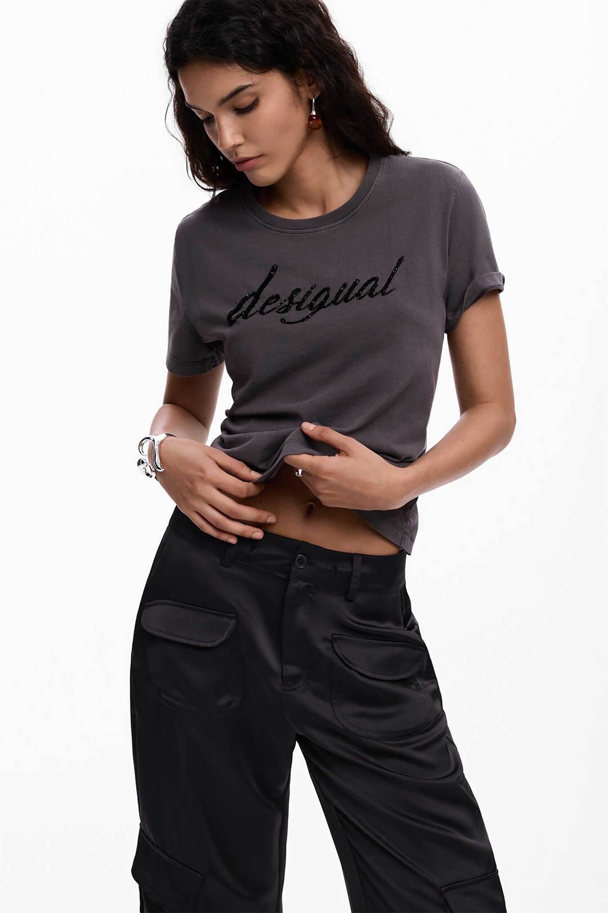 DESIGUAL Desigual γυναικείo T-shirt και λογότυπο με στρας Regular Fit 