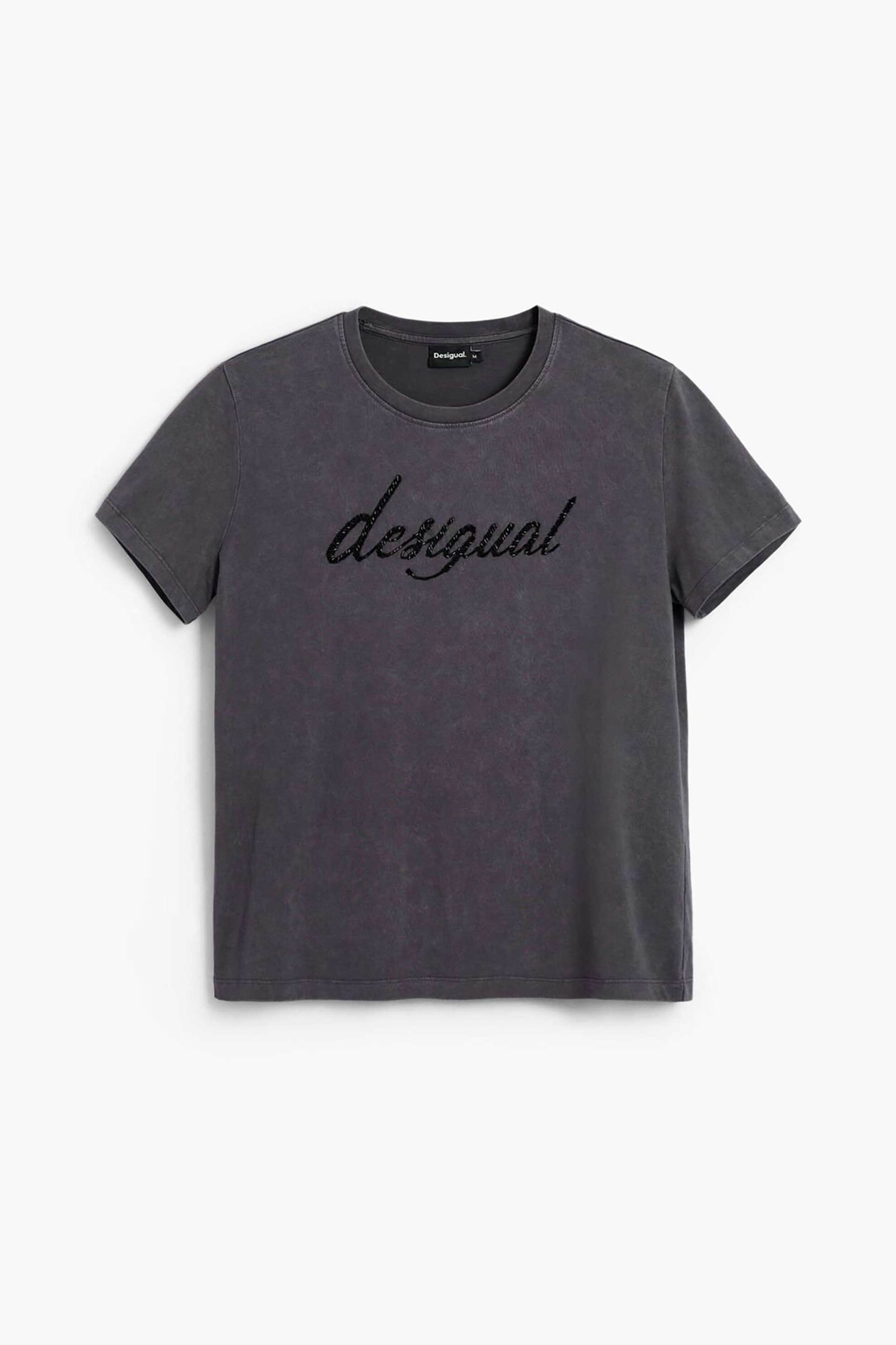 Desigual Γυναικείo T-Shirt Και Λογότυπο με Στρας Regular Fit Varsovia - 26Swtk08 Ροζ