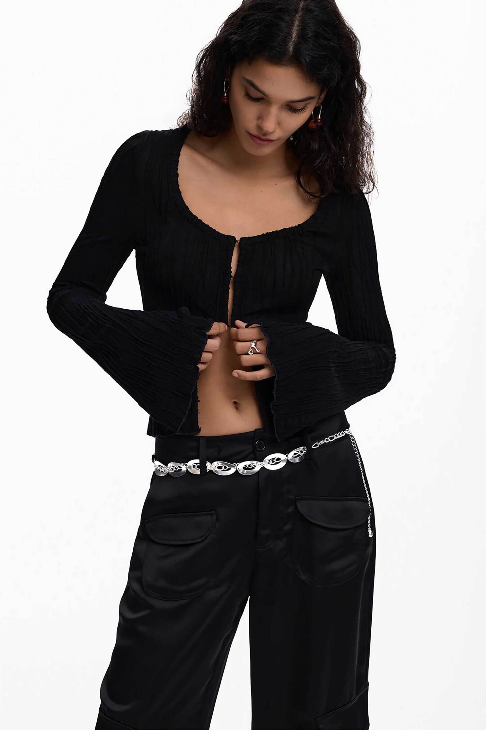 DESIGUAL Desigual γυναικεία πλεκτή ζακέτα μονόχρωμη 