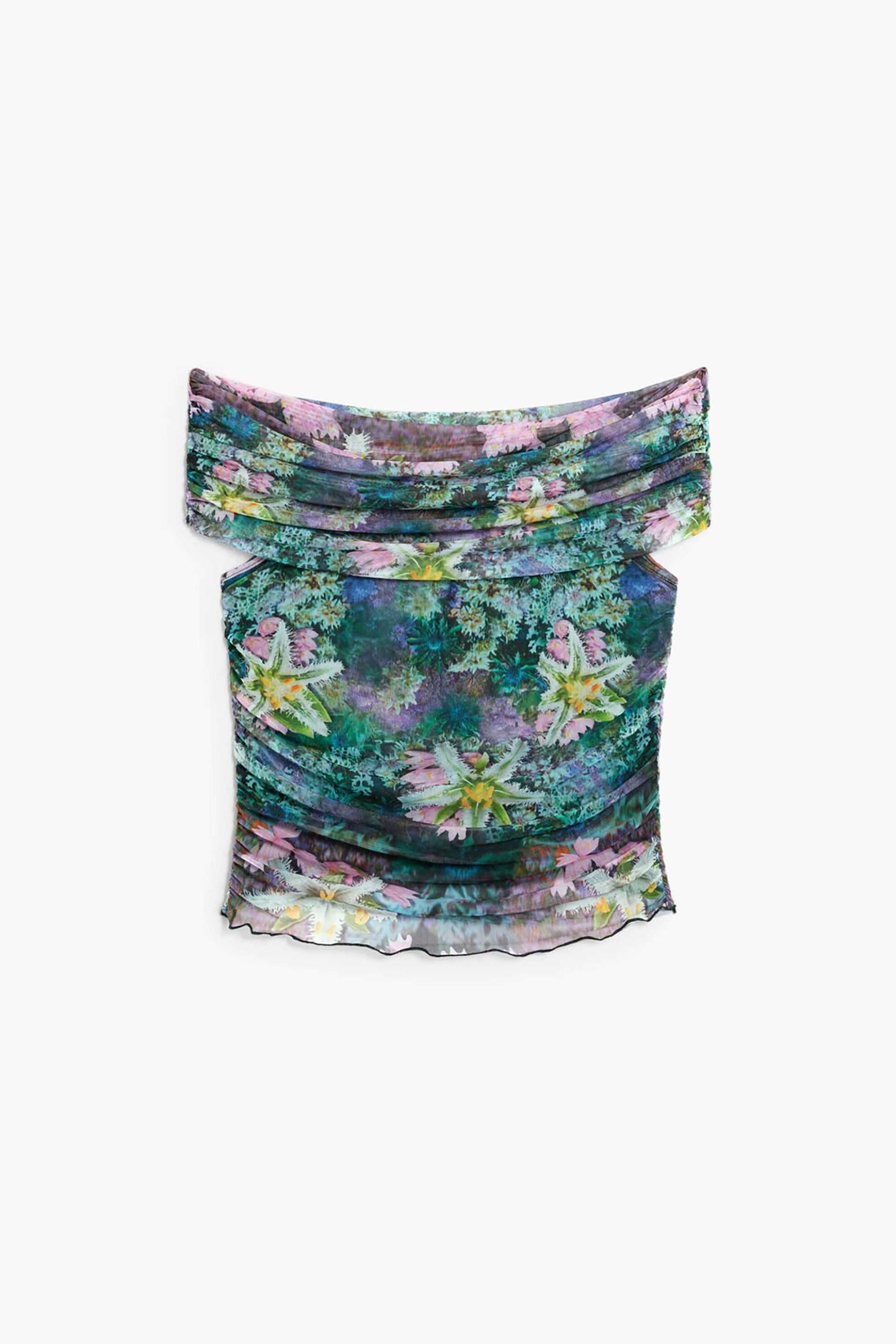 Desigual Γυναικεία Μπλούζα με Carmen Λαιμόκοψη Και Floral Print Slim Fit Munich - 26Swtk22 Κυπαρισσί