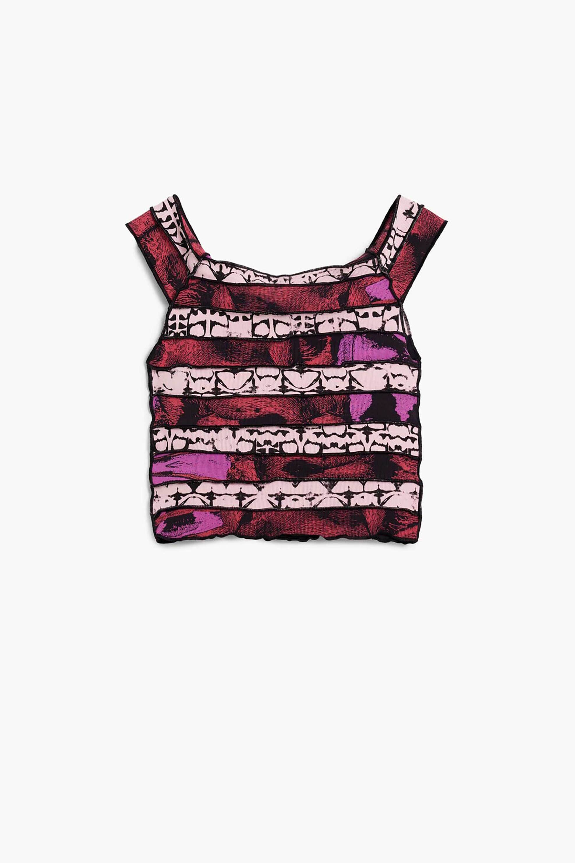 Desigual Γυναικεία Μπλούζα με Carmen Λαιμόκοψη Και All-Over Print Regular Fit Animal By Christian Lacroix - 26Swtk25 Ροζ