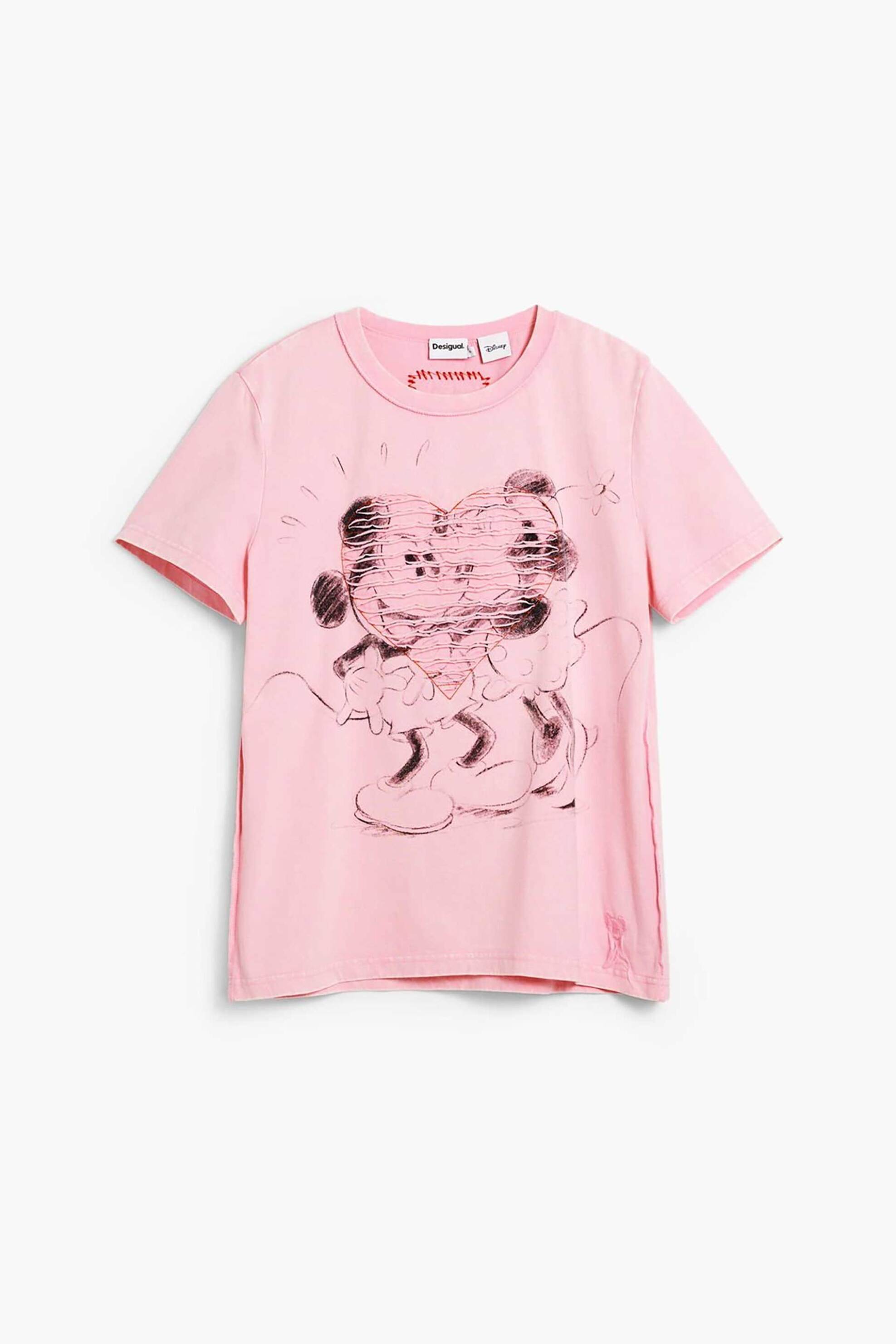 Desigual Γυναικείο T-Shirt με Print Regular Fit Mickey Mouse - 26Swtk42 Ροζ